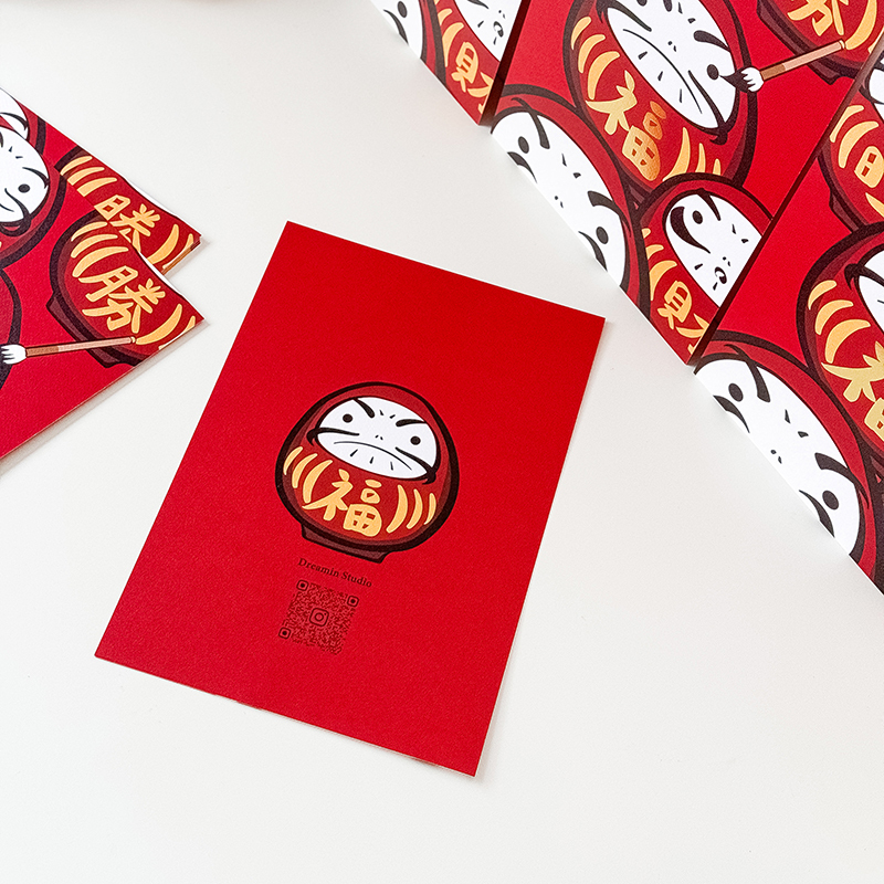 不倒翁福字燙金直式大春聯