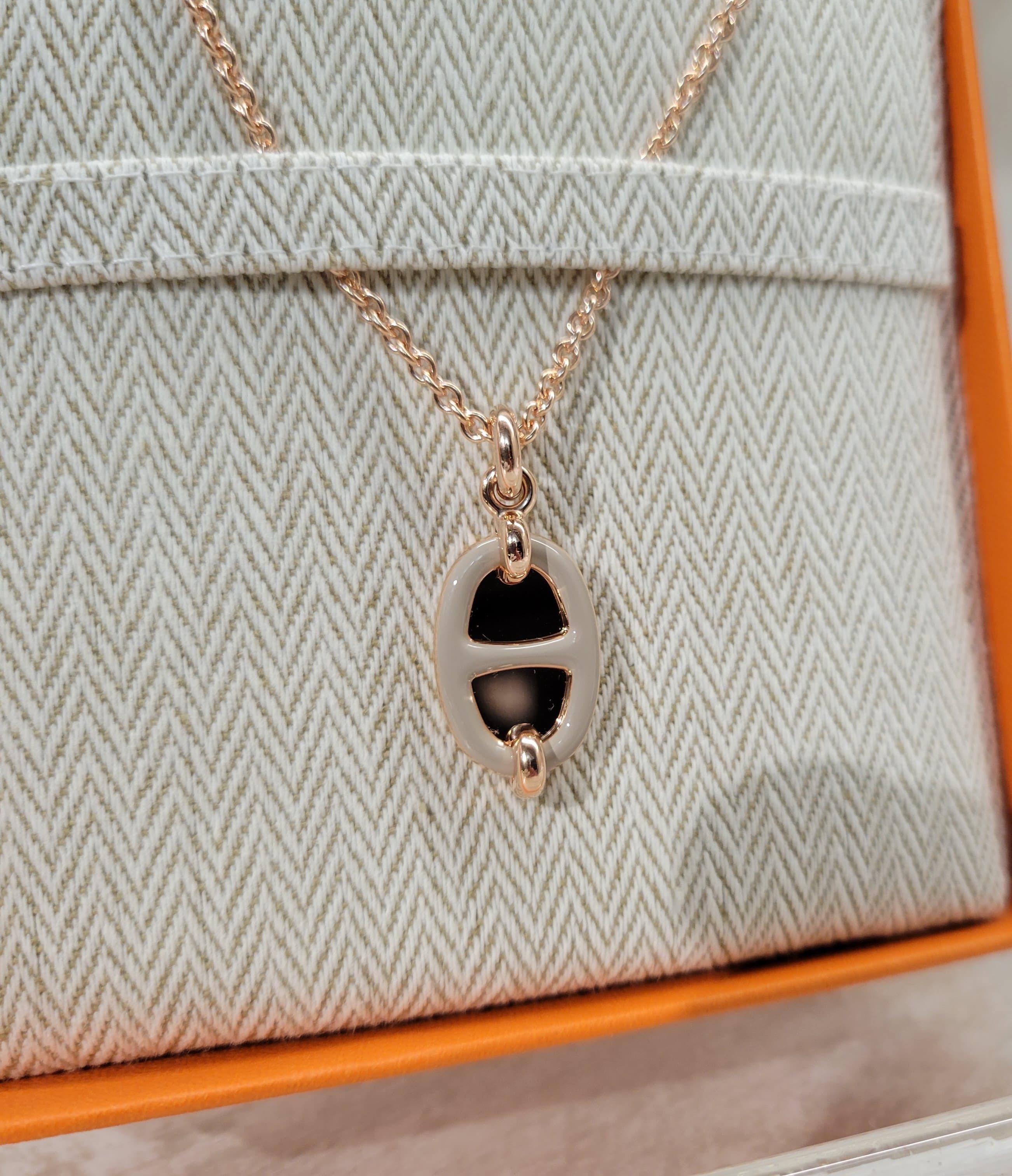 Hermes mini maillon pendant marron glace FO,small model 豬鼻頸鏈 奶茶玫瑰金