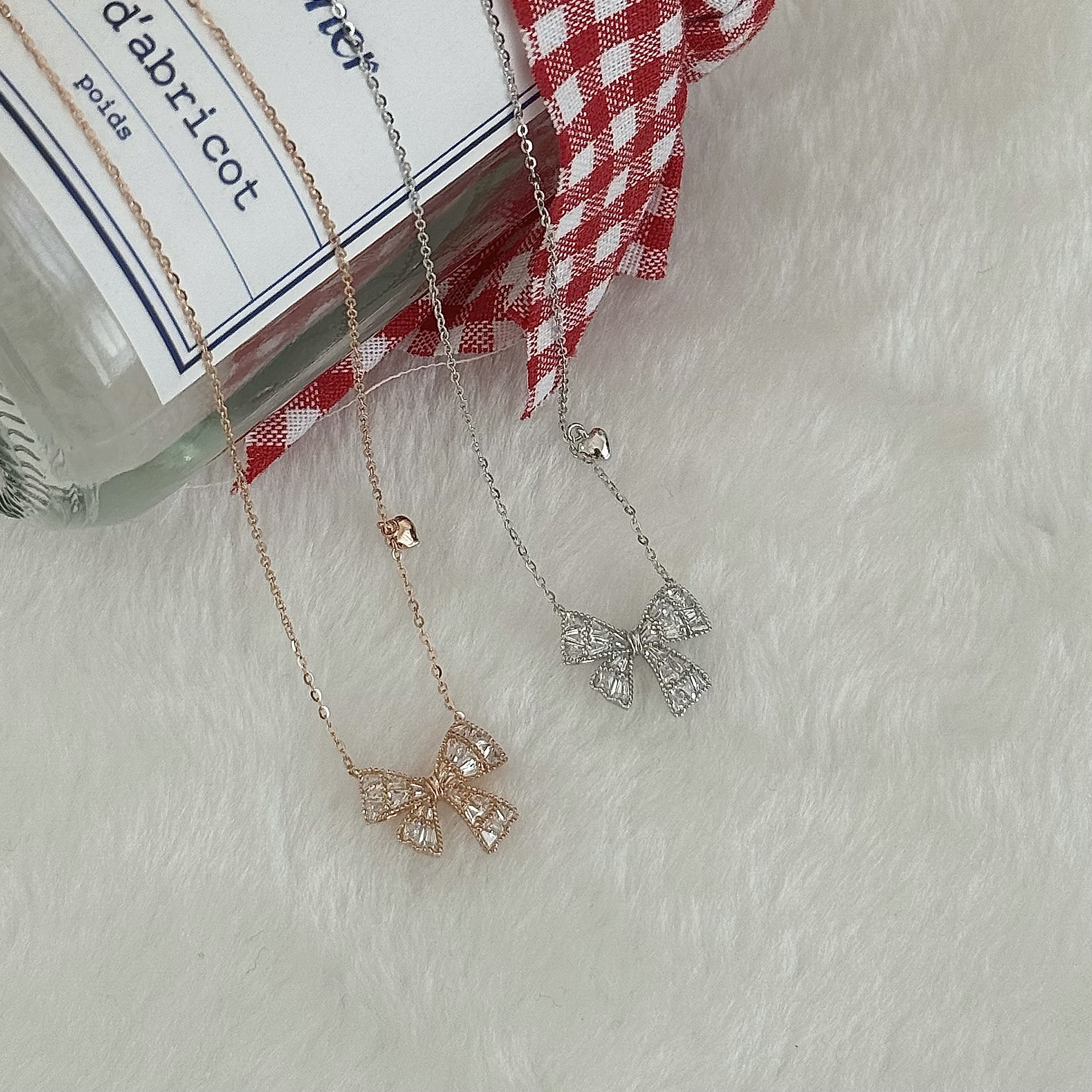 L12【輕奢】鋯石蝴蝶結純銀鎖骨鏈