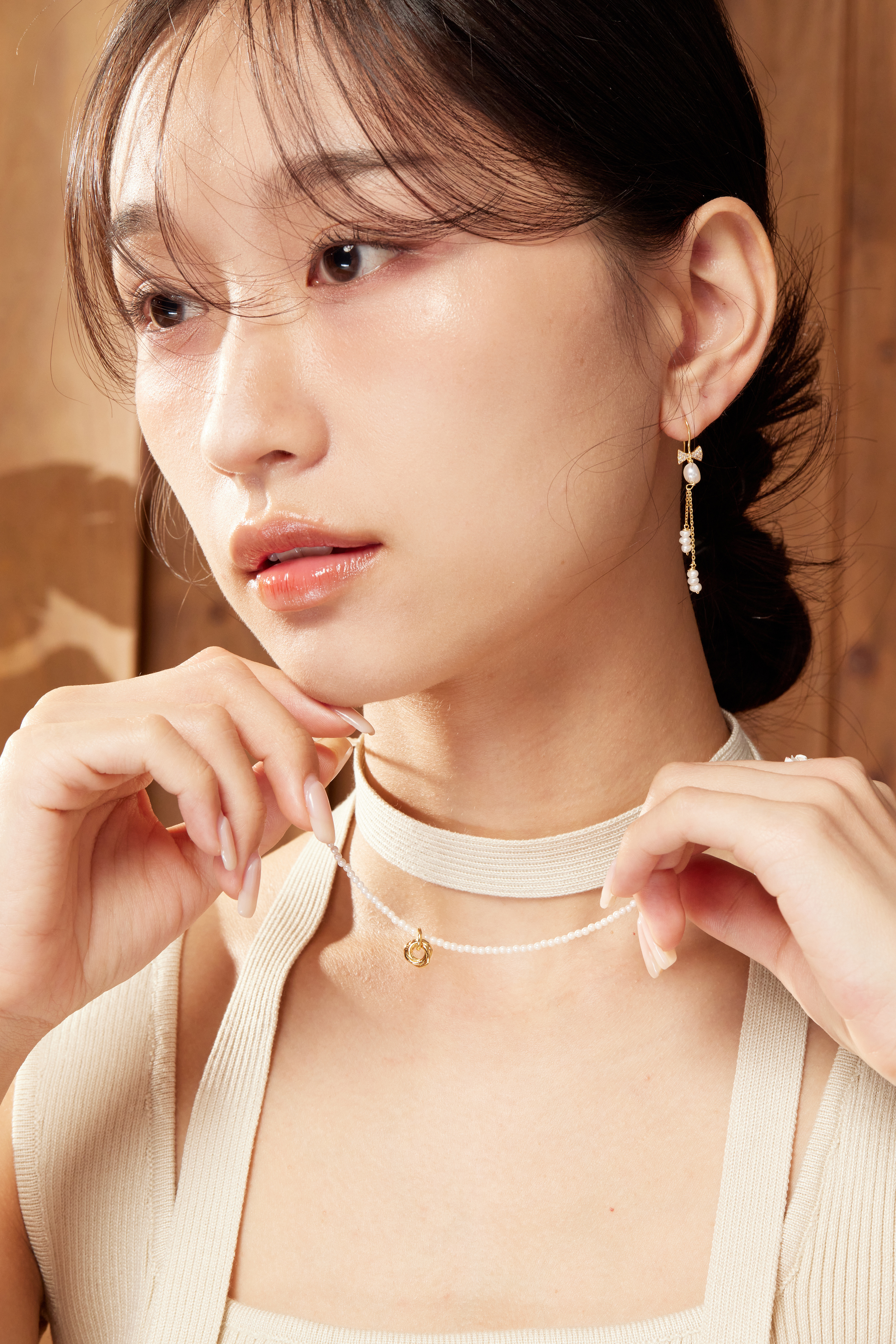 N817  |  銅鍍金小花珍珠項鍊