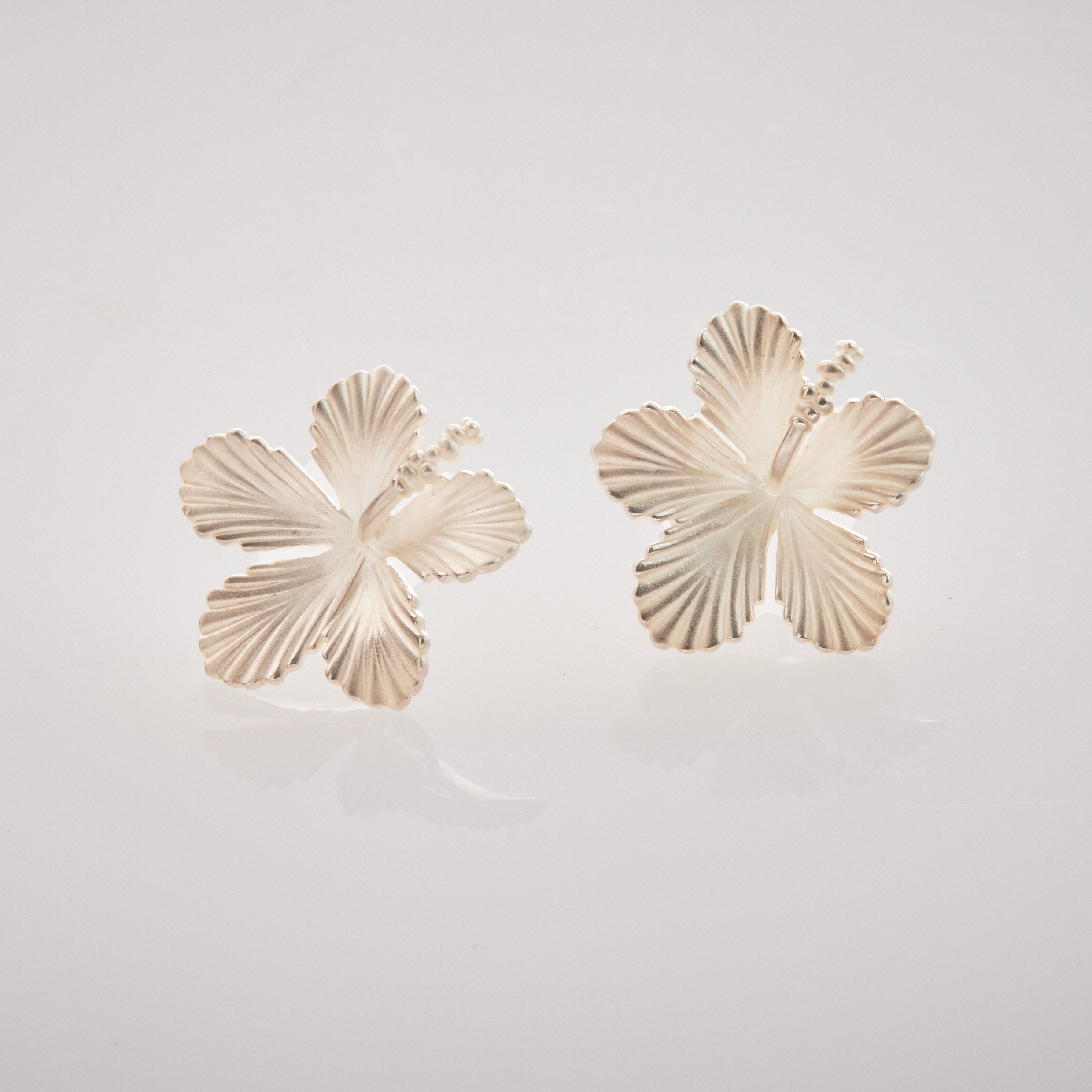 E1717  |  純銀小花霧面耳環