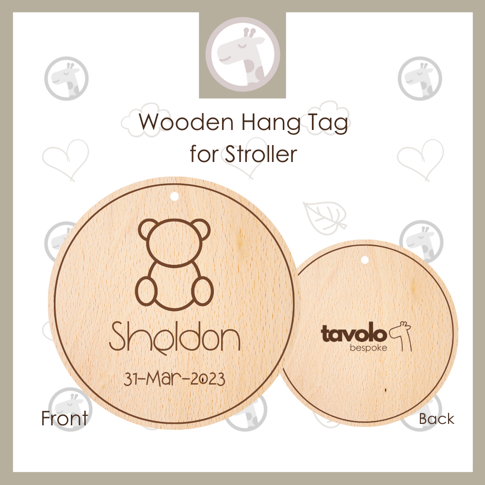 Personalised Beech Tag for Stroller