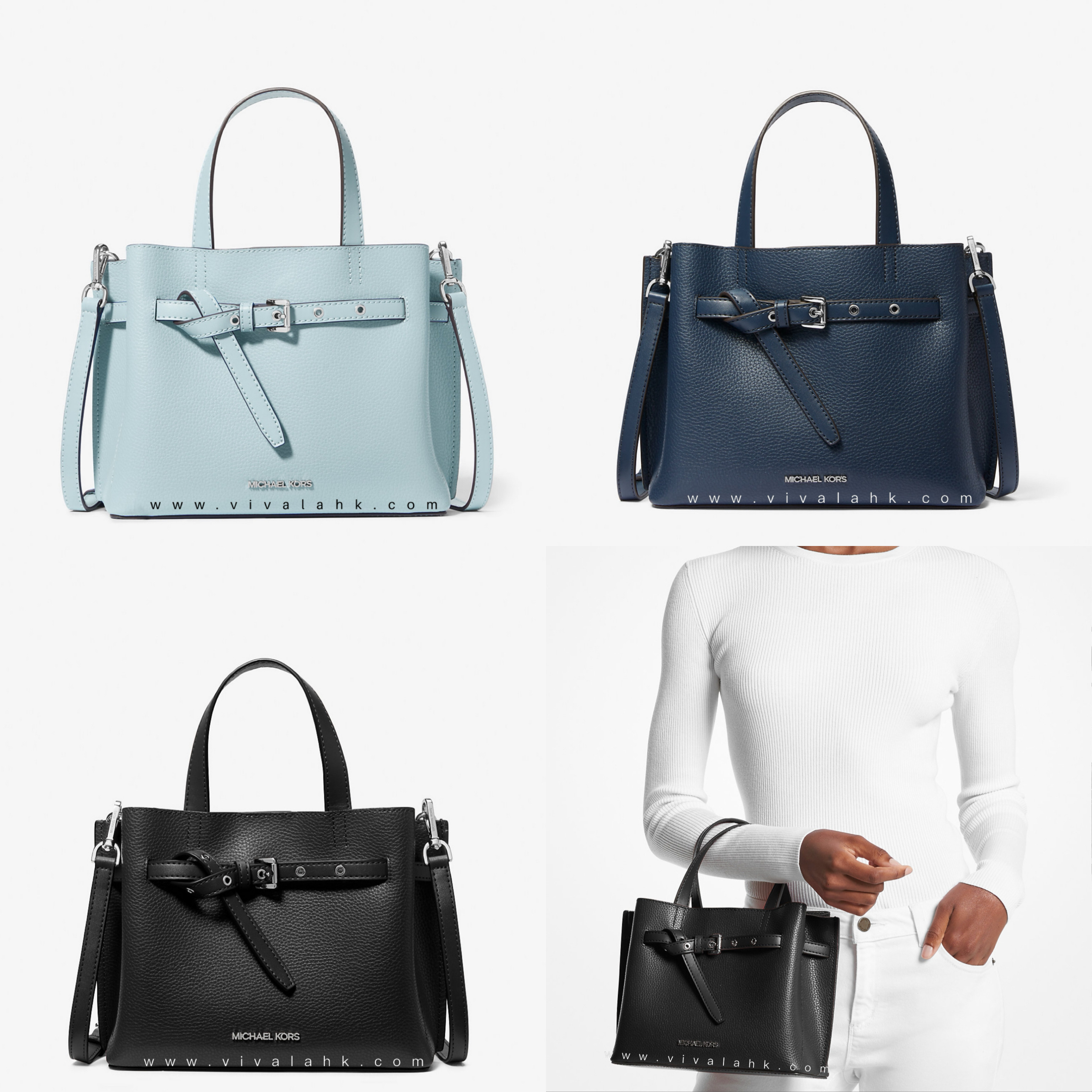 Michael Kors - Emilia 手提+斜孭多用袋 (S) (銀字) (35H3SU5S1T)