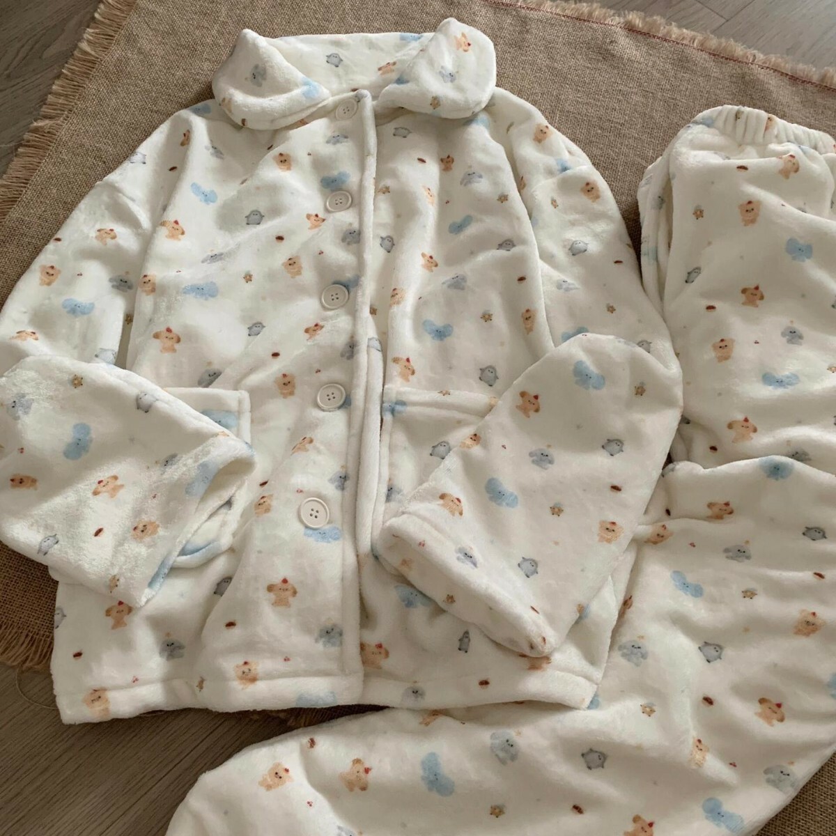 《5304》雲朵滿版可愛小動物軟綿綿長袖睡衣套裝