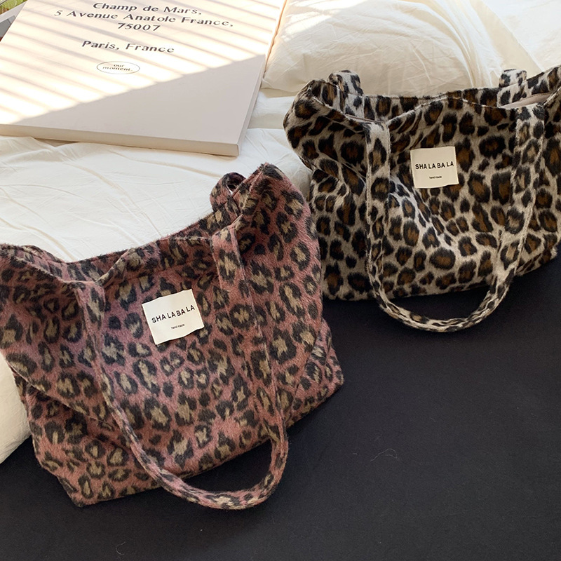 《5306》百搭高級毛絨豹紋單肩包