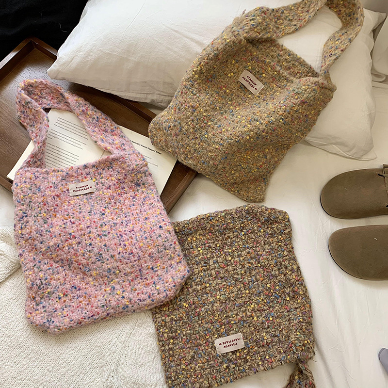 《5307》秋冬針織混色毛線單肩包