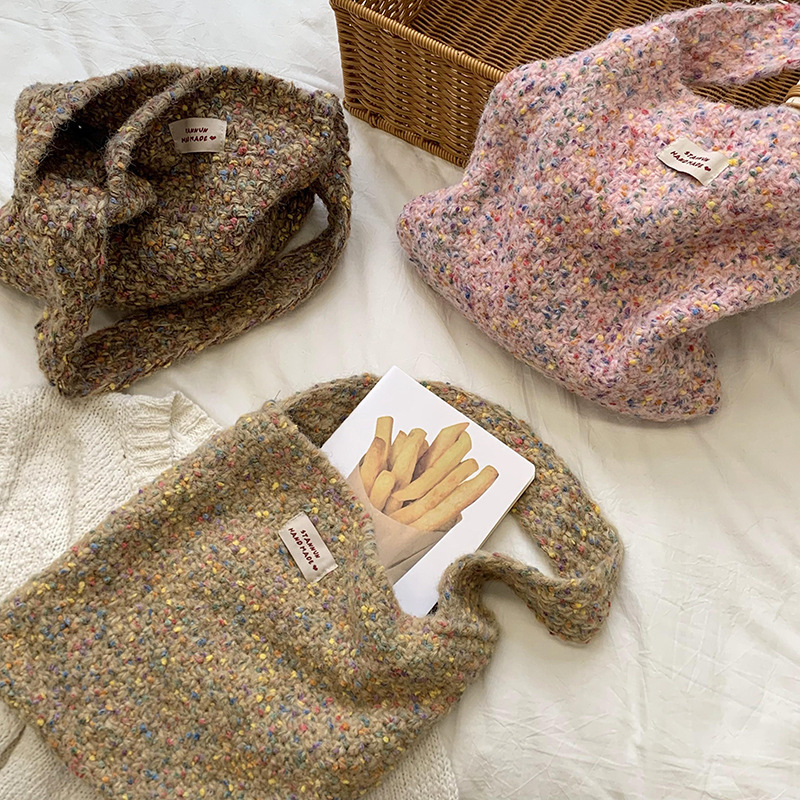 《5307》秋冬針織混色毛線單肩包