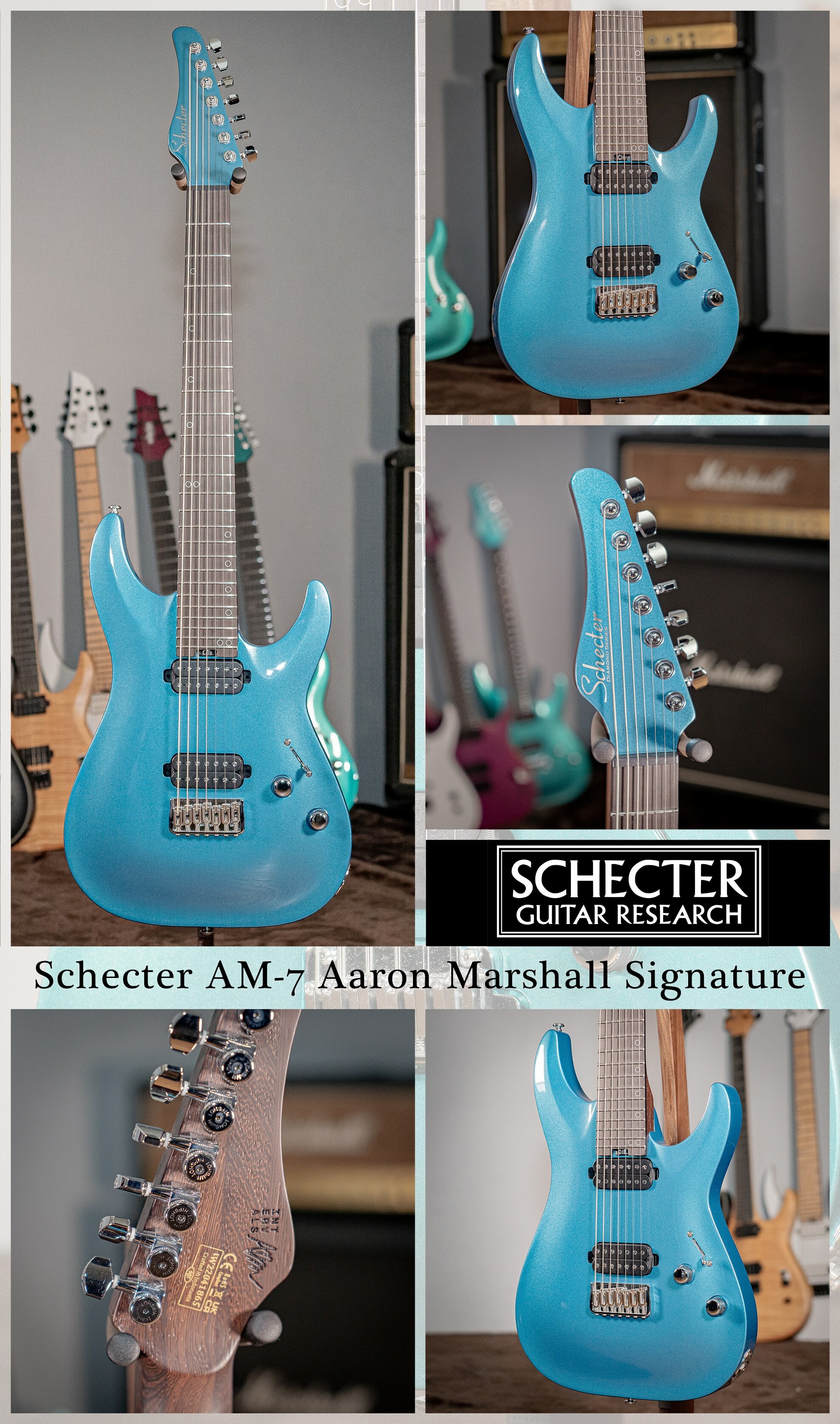 簽名款 Schecter Aaron Marshall AM-7 七弦 雙雙 電吉他