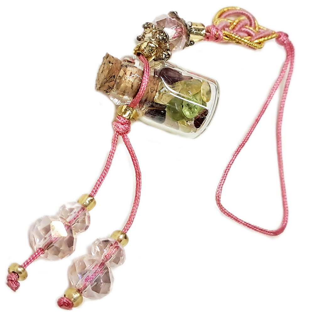 水晶寶石聚寶瓶開運掛飾{粉紅}【十方】126311