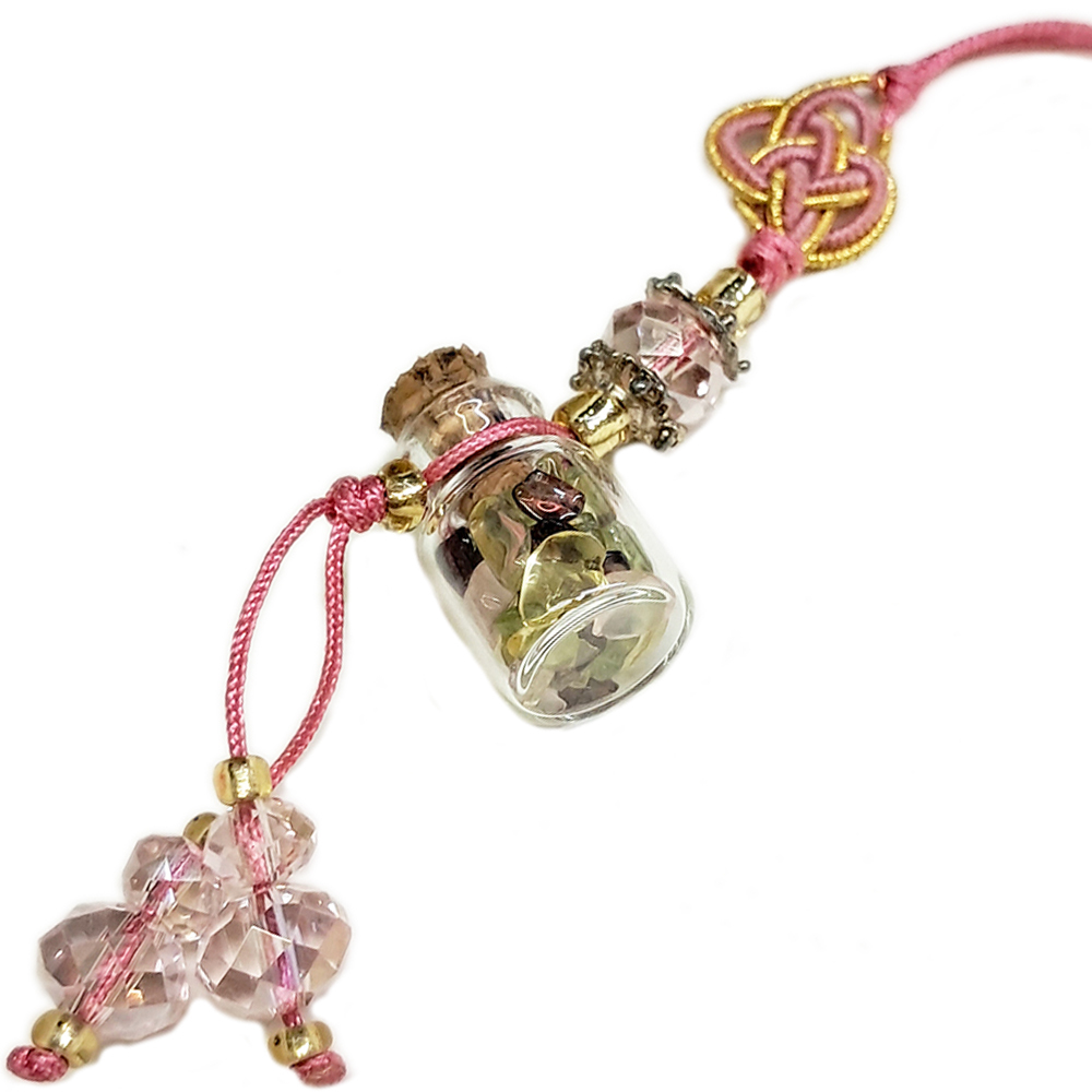 水晶寶石聚寶瓶開運掛飾{粉紅}【十方】126311