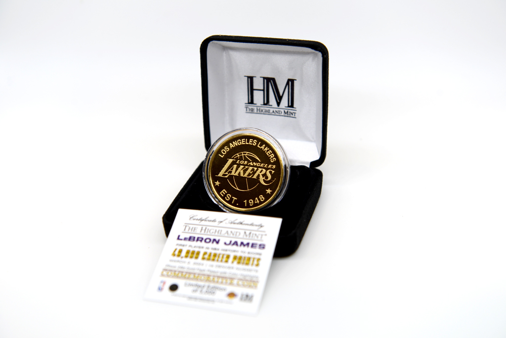 Highland Mint 洛杉磯湖人隊 LeBron James NBA 40000 生涯得分 39mm 金幣 紀念幣