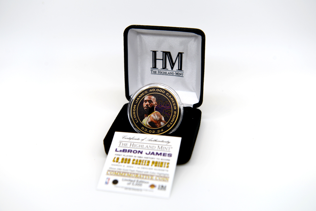 Highland Mint 洛杉磯湖人隊 LeBron James NBA 40000 生涯得分 39mm 金幣 紀念幣