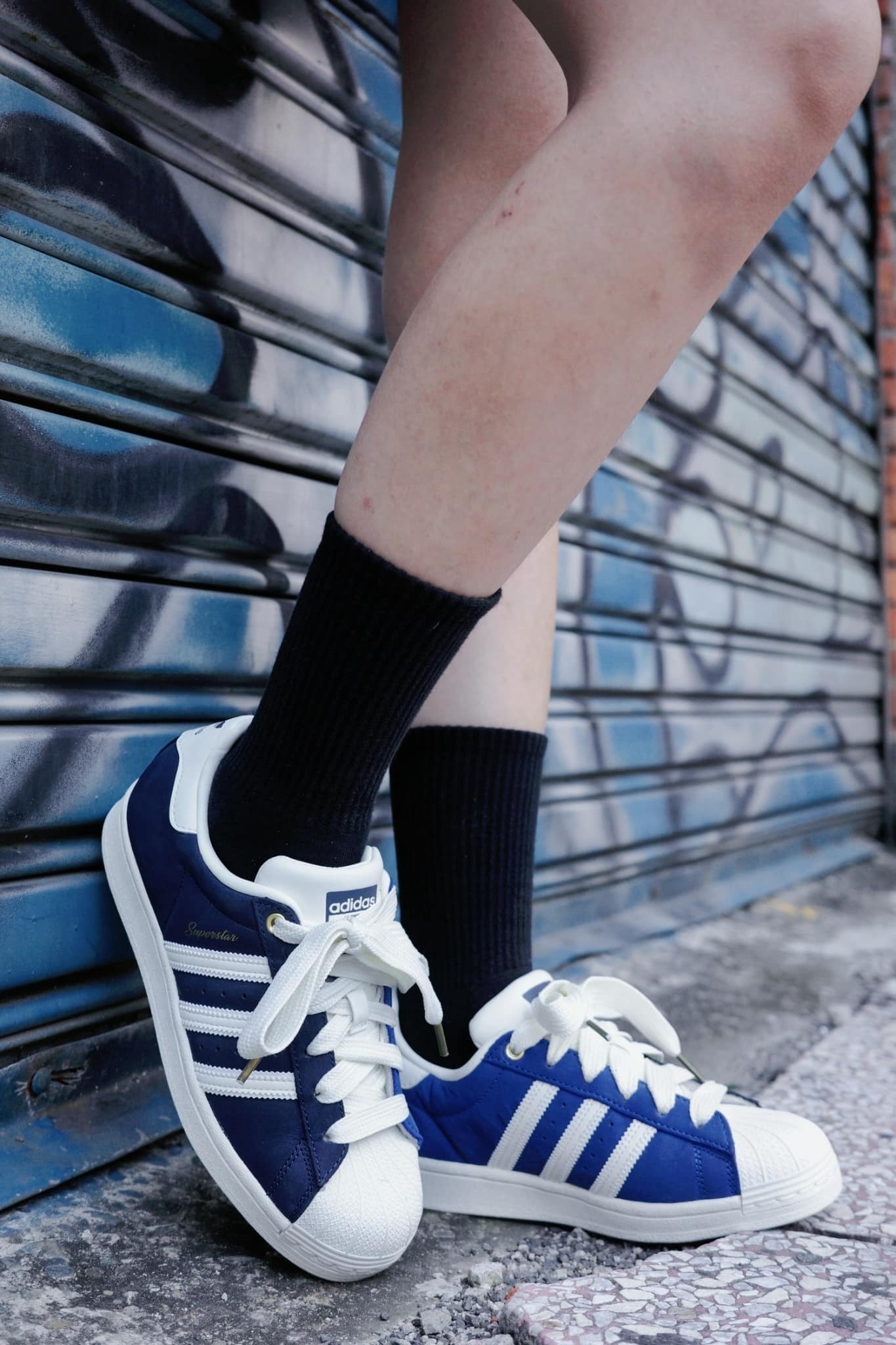 Adidas 陰陽鞋貝殼頭 皮革 Superstar藍 女鞋 休閒鞋 (IF7673)