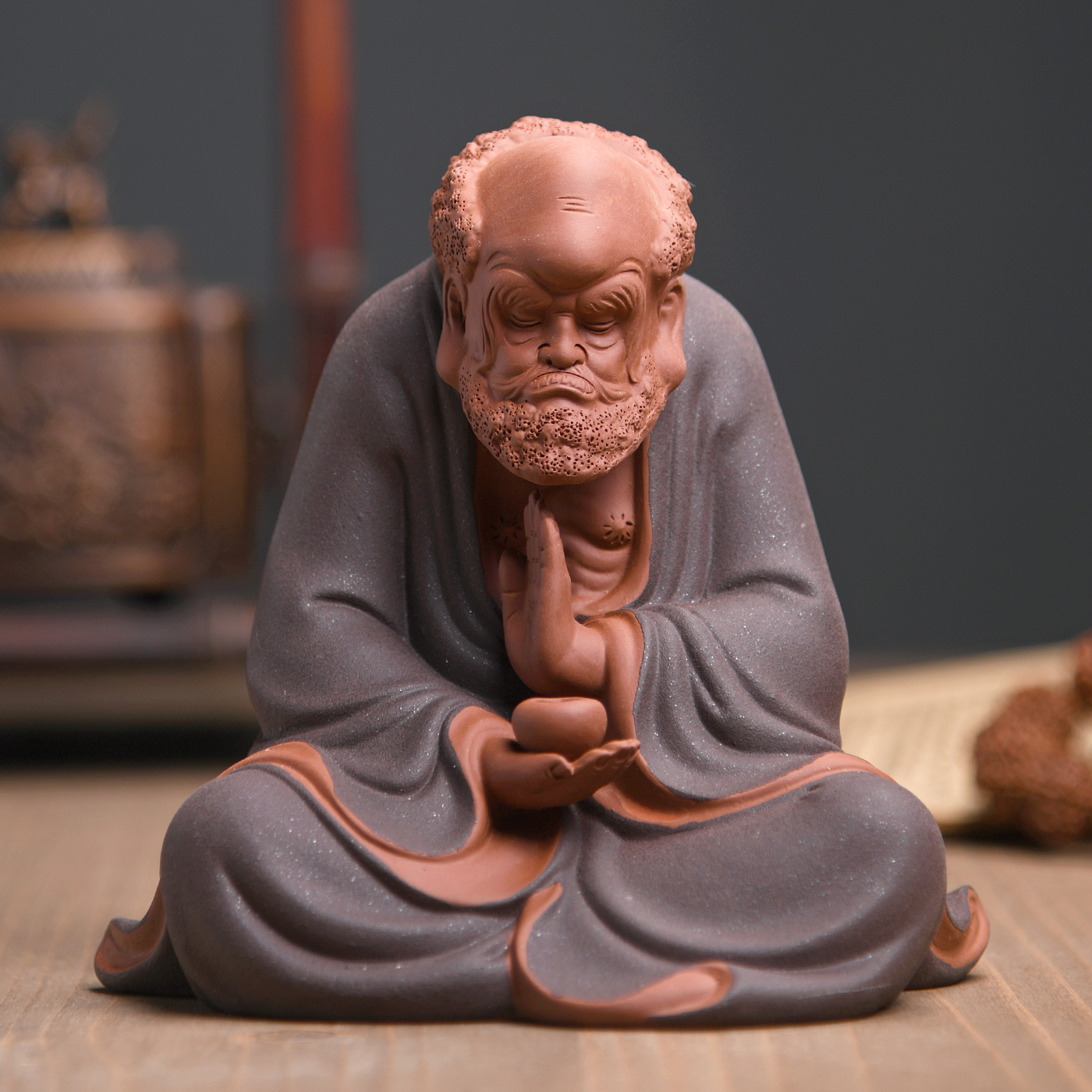 ★清水公照　不動明王坐像　泥佛　煎茶道具 ☆清水公照 不動明王坐像 泥佛 煎茶道具 ☆清水公照 不動明王坐像 泥佛