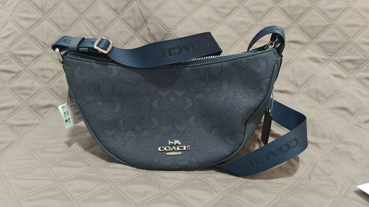 [S] COACH CT822 SIGNATURE JACQUARD PACE SHB,SV/DENIM/DARK DENIM, 196395422067 (SCO997)