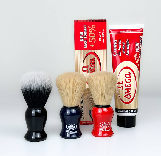 Omega Crema da Barba Shaving Cream Tube with Eucalyptus Oil, 150g