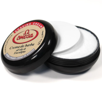 Omega Crema da Barba Shaving Soap Tub with Eucalyptus Oil, 165g