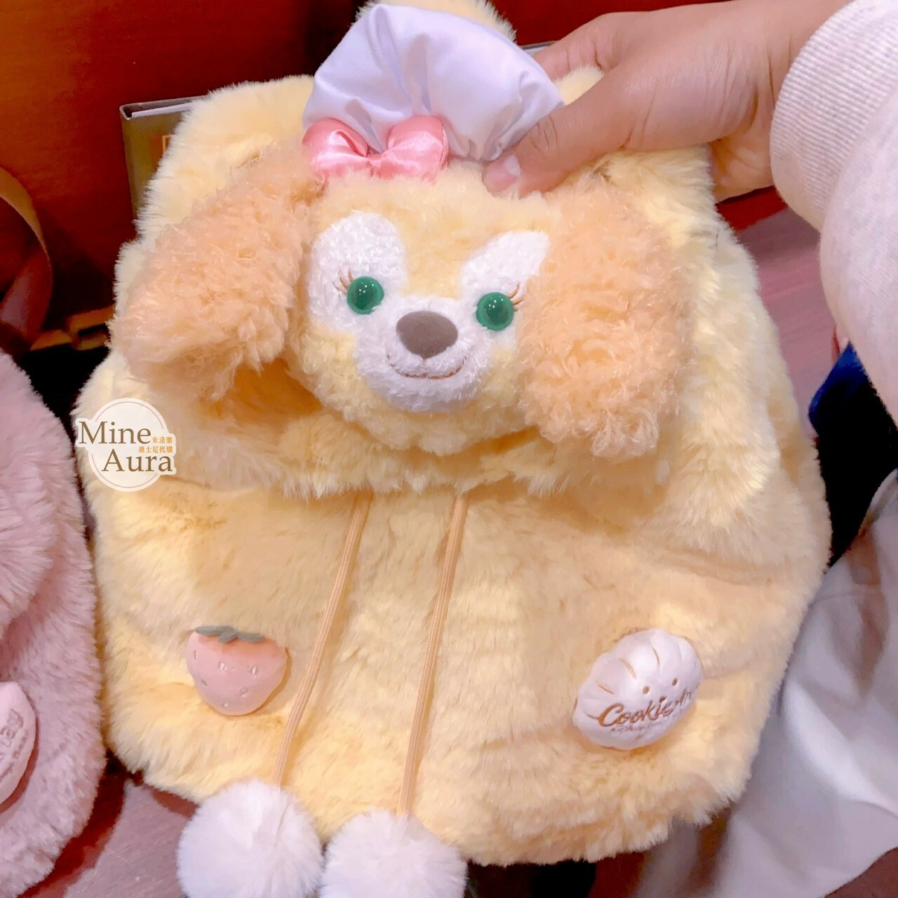 可琦安 餅乾 CookieAnn 絨毛大頭 造型 束口毛球 後背包 -上海迪士尼樂園