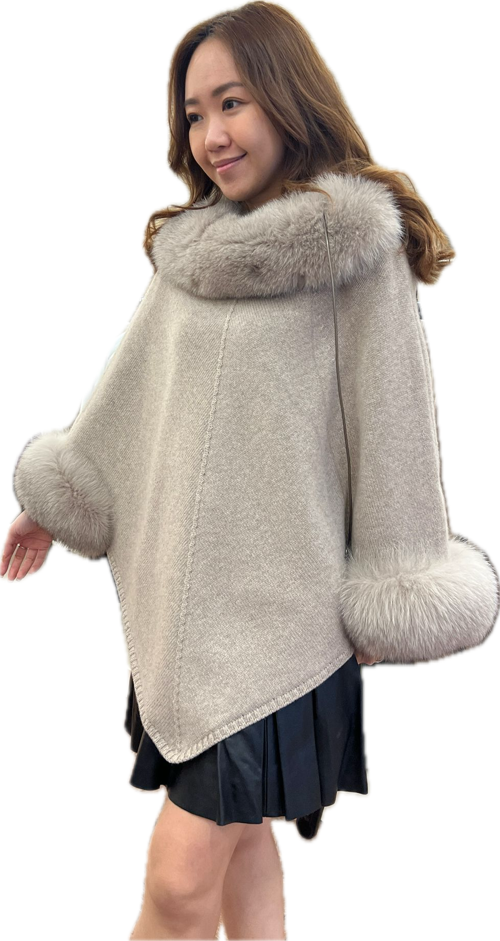 1AN1123-005 ANDRÈ MAURICE Fur Cape Beige #220283_AVENA (C-EU-E)