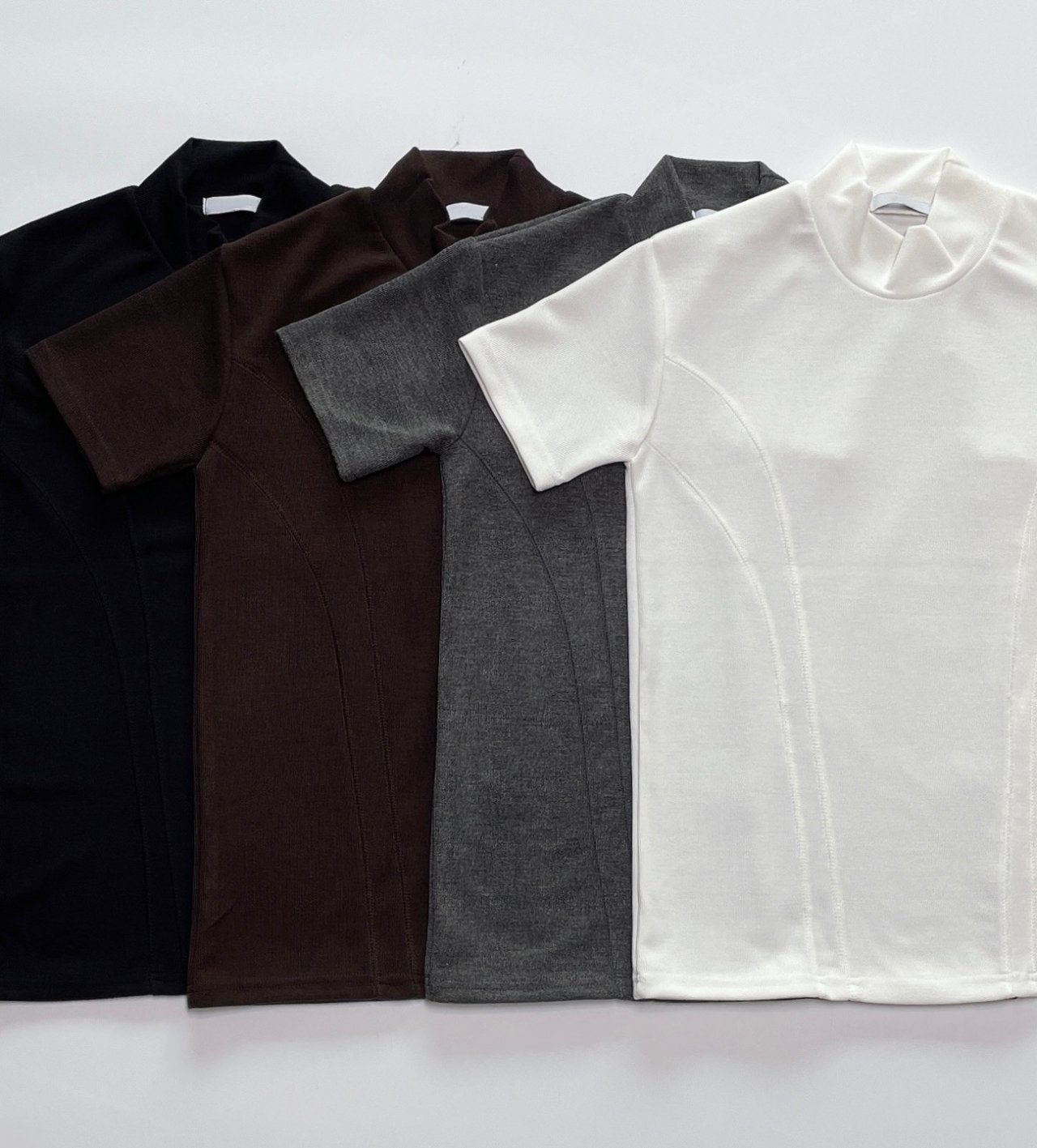 雙剪裁半高領極地肌肉T恤