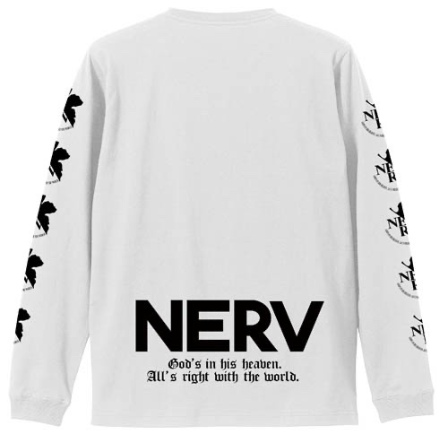 Cospa 0707 EVANGELION ﾈﾙﾌﾛｺﾞ 袖ﾘﾌﾞﾛﾝｸﾞｽﾘｰﾌﾞTｼｬﾂ/WHITE