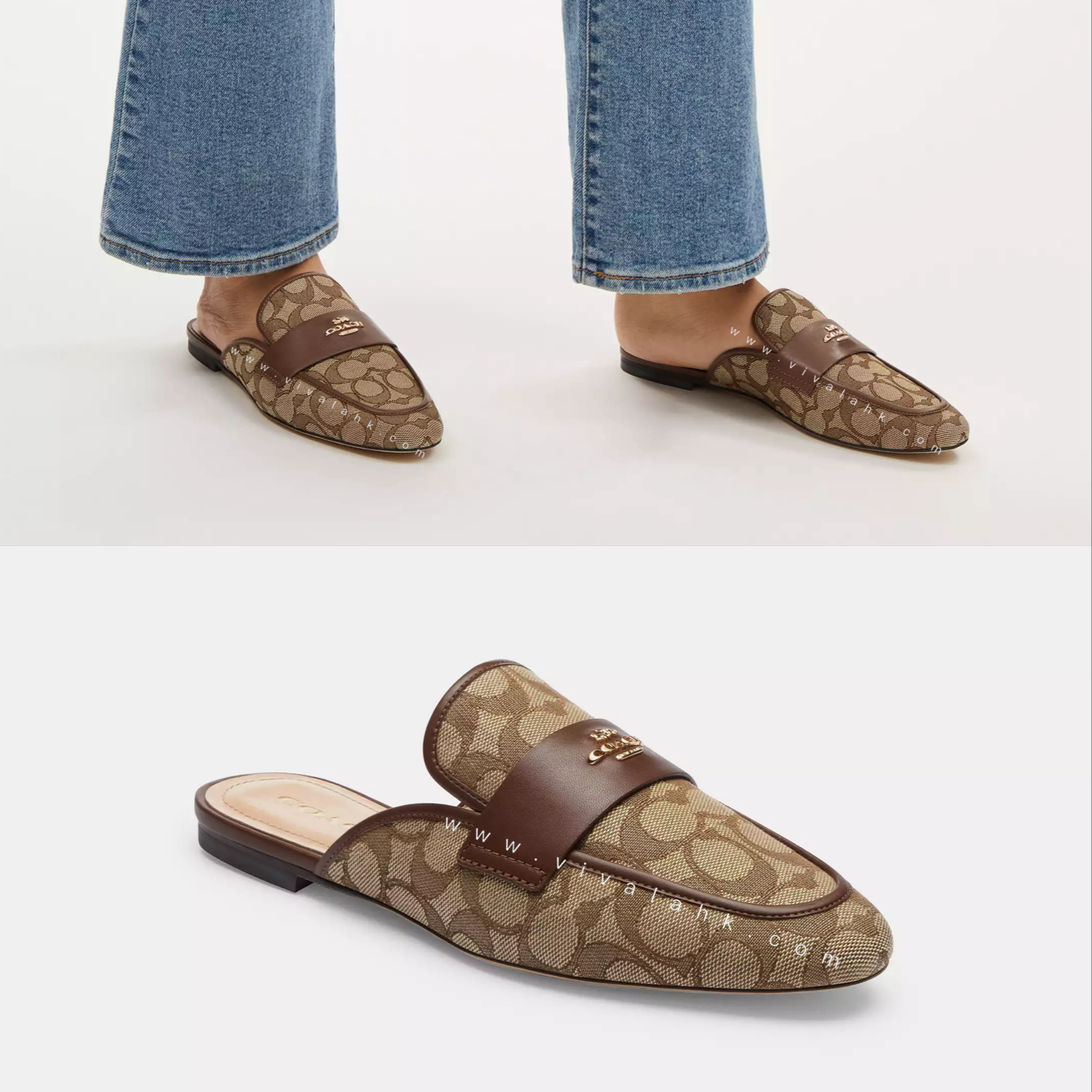 Coach - Samie 平底半拖皮鞋 (布款暗花) (CR870)