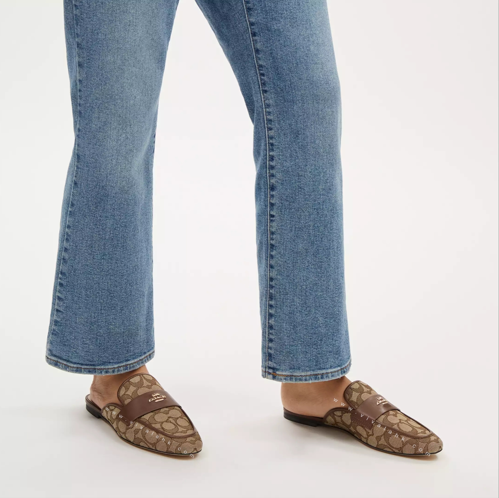 Coach - Samie 平底半拖皮鞋 (布款暗花) (CR870)