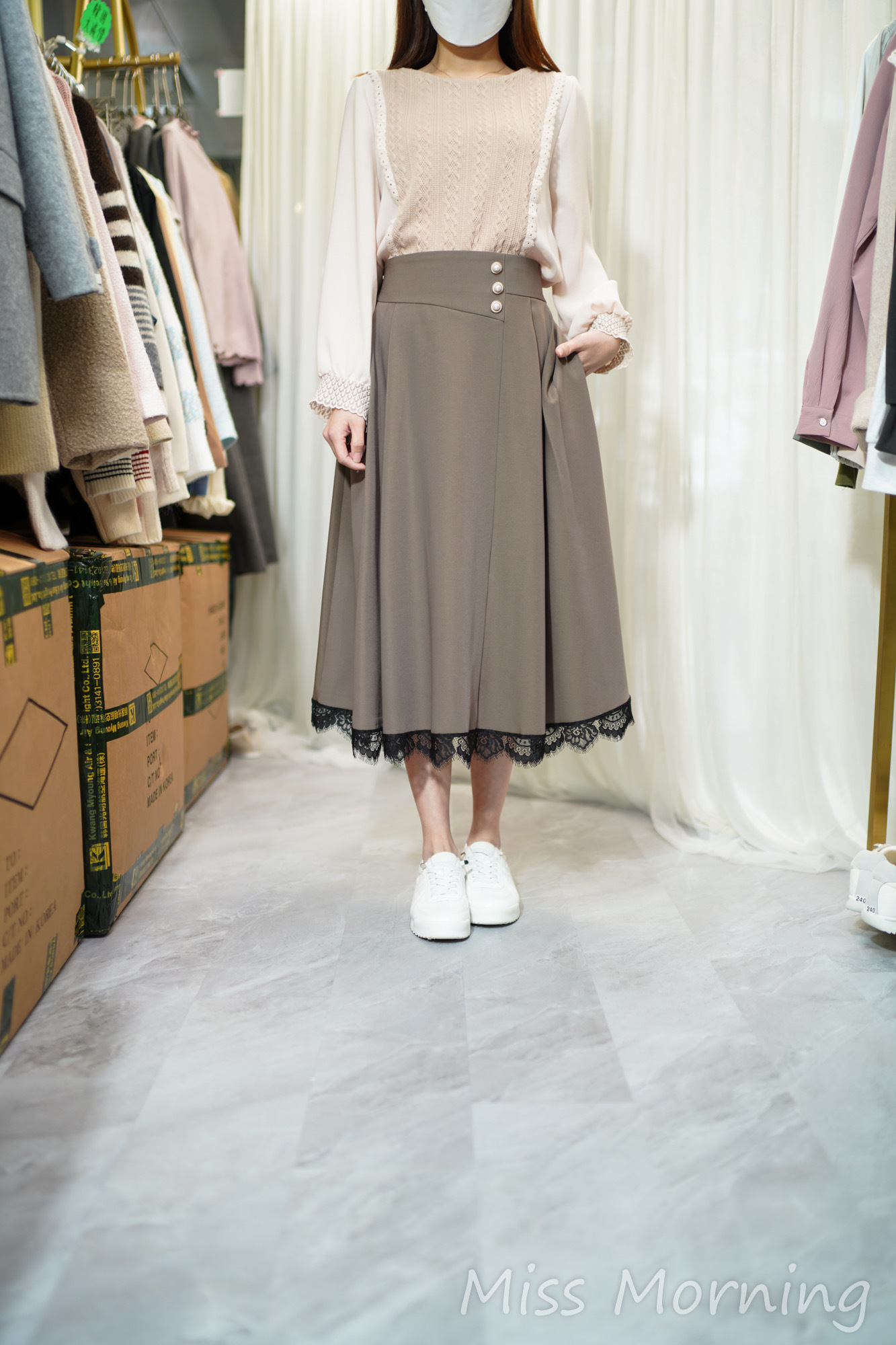 靚牌子雪紡上衣(14308)&lace腳西裝面料顯瘦裙 (33855)