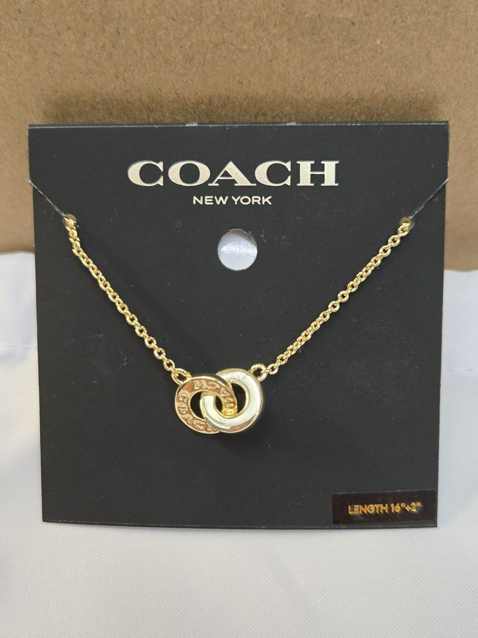 S] COACH 91441 NTERLOCKING OPEN CIRCLE PENDANT NECKLACE,GOLD