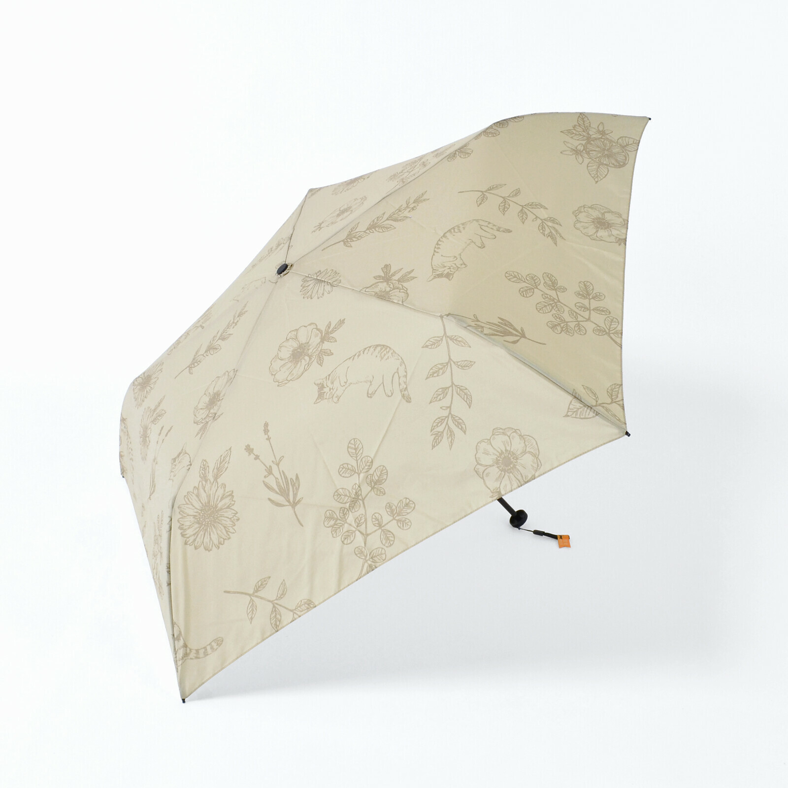 日本 MKN Original Textile 輕量 雨傘 (附收納包) -花朵與貓