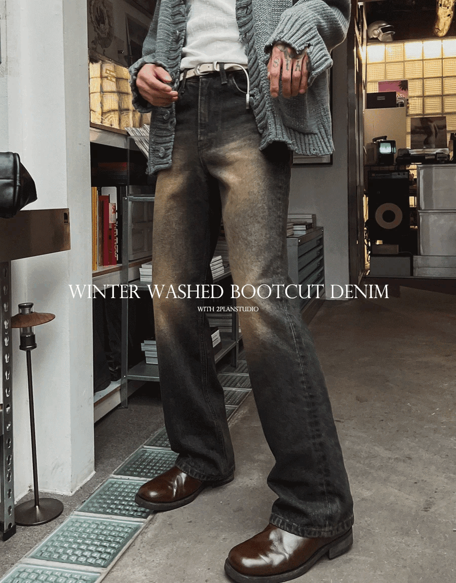 冬季水洗微喇牛仔褲