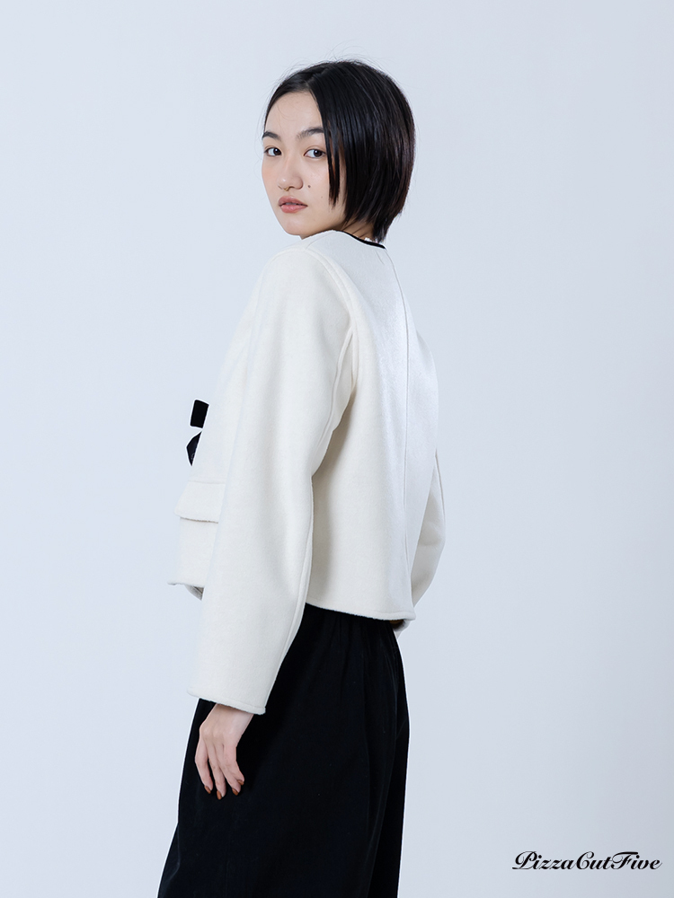 蝴蝶結復古毛呢外套 PizzaCutFive PCF243415027