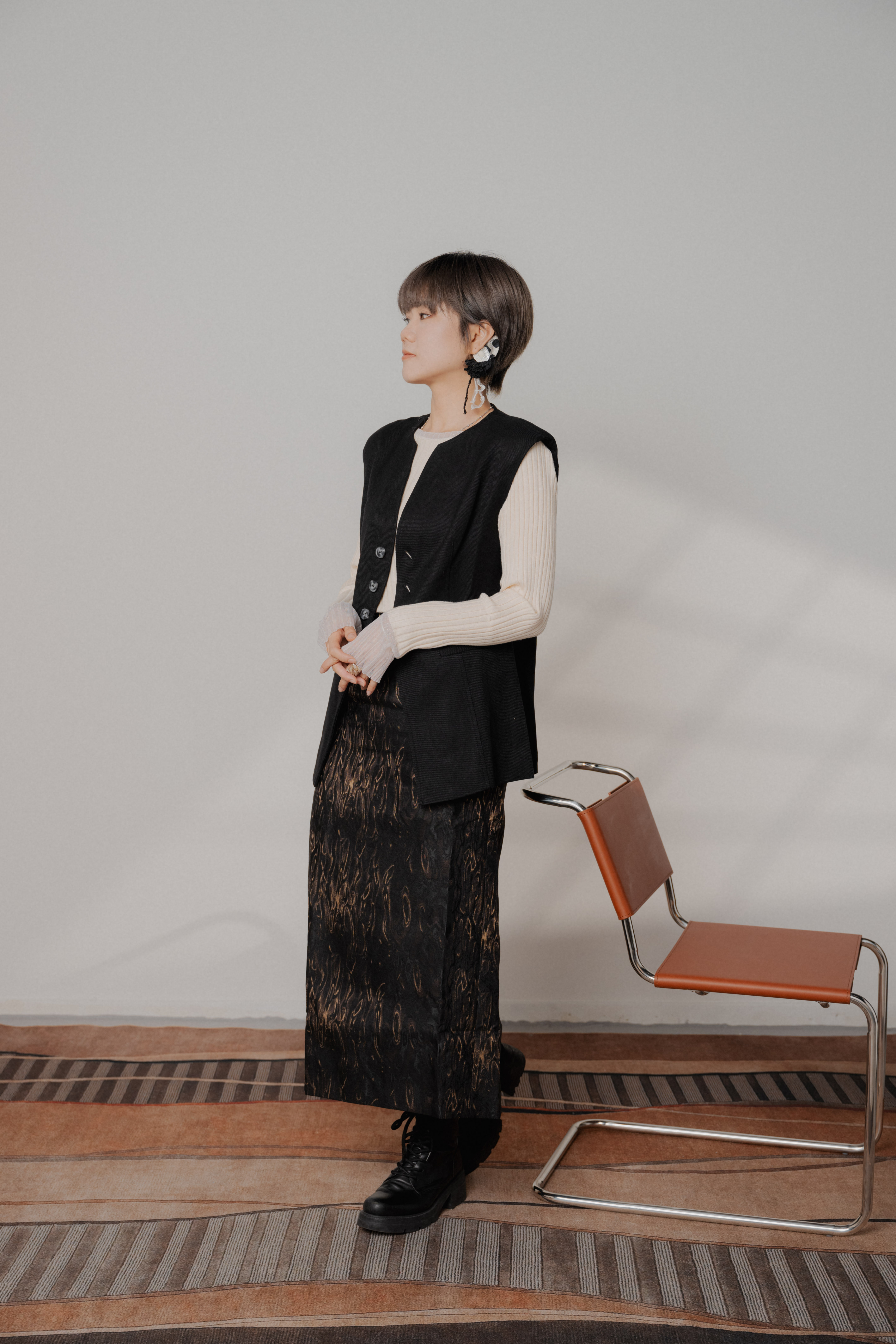 油彩畫紋直身裙