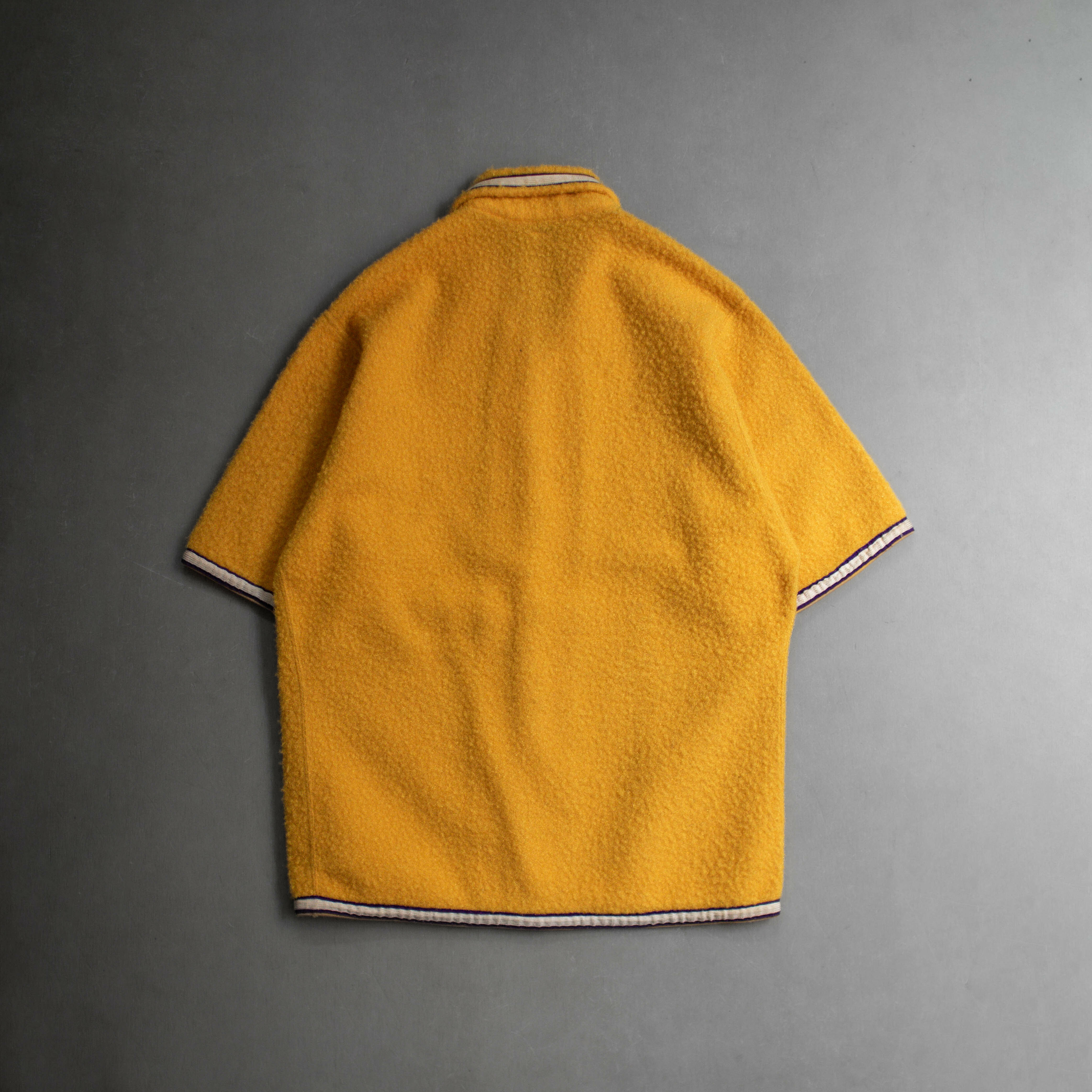 60S VINTAGE FLEECE WARM-UP JACKET 美國製 黃色 短袖 刷毛 熱身 外套