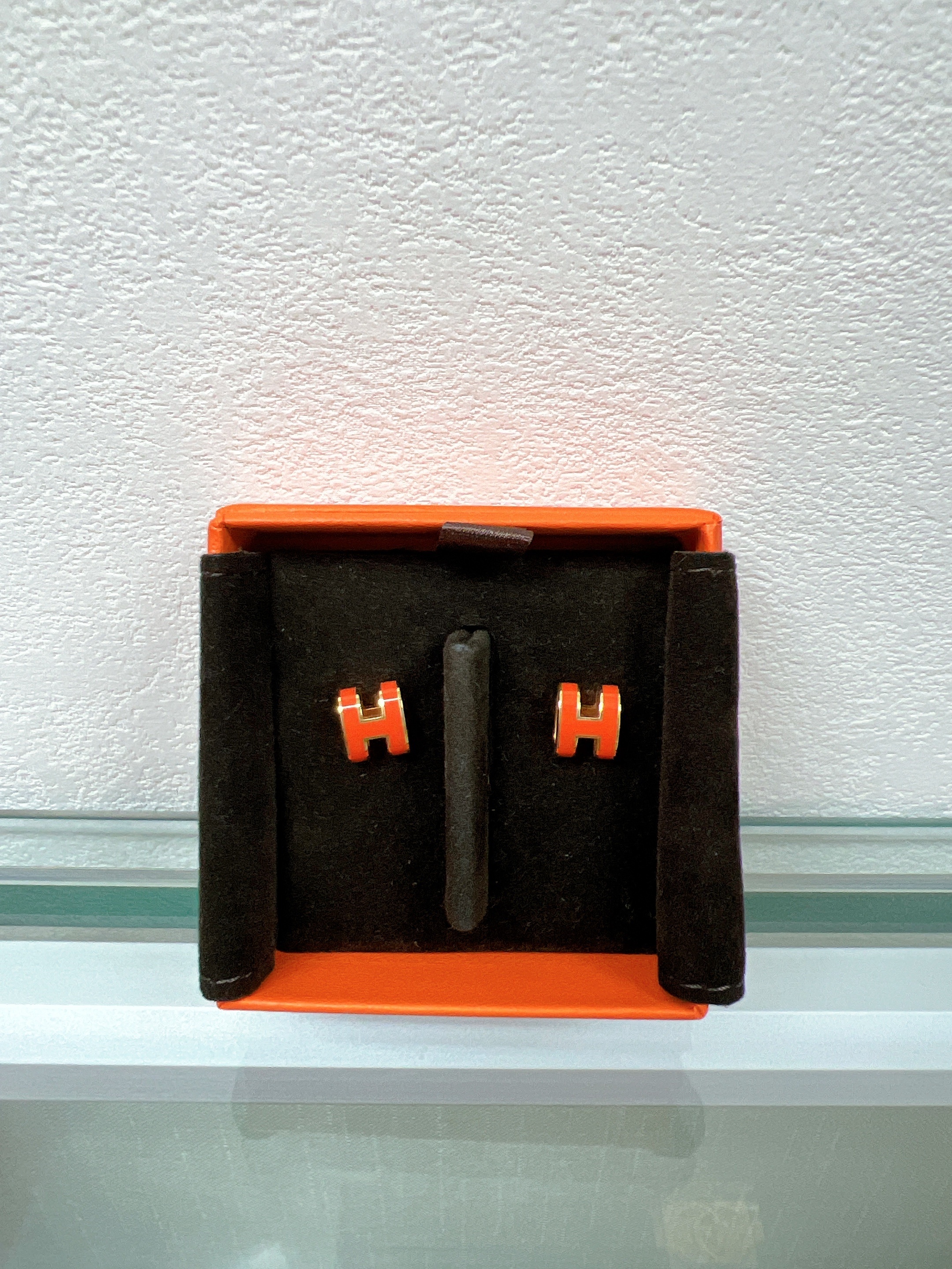 Hermes mini pop h earrings (orange/GHW)