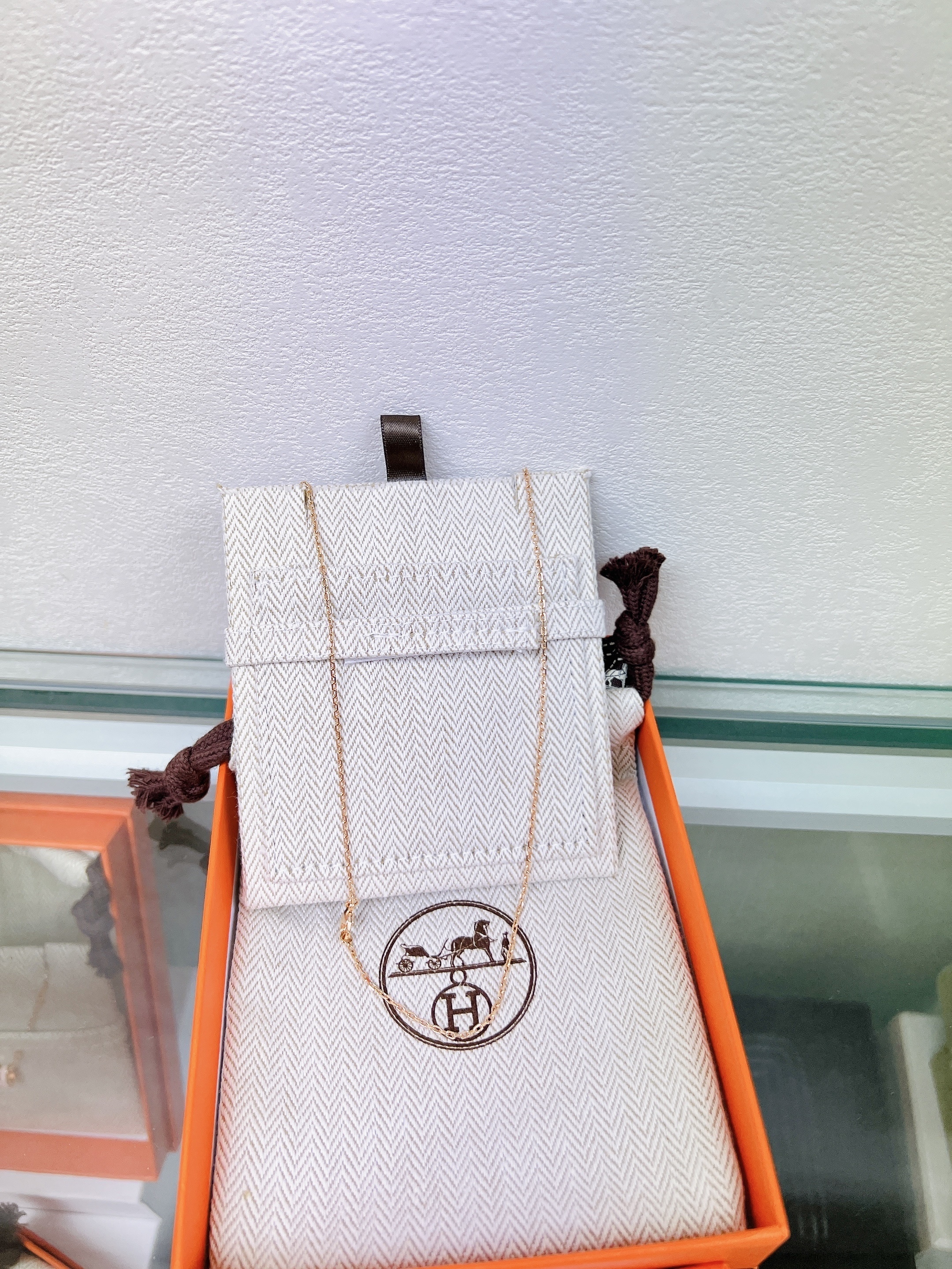 *Unused* Hermes mini pop h necklace (rose dragee pink/ RGHW)