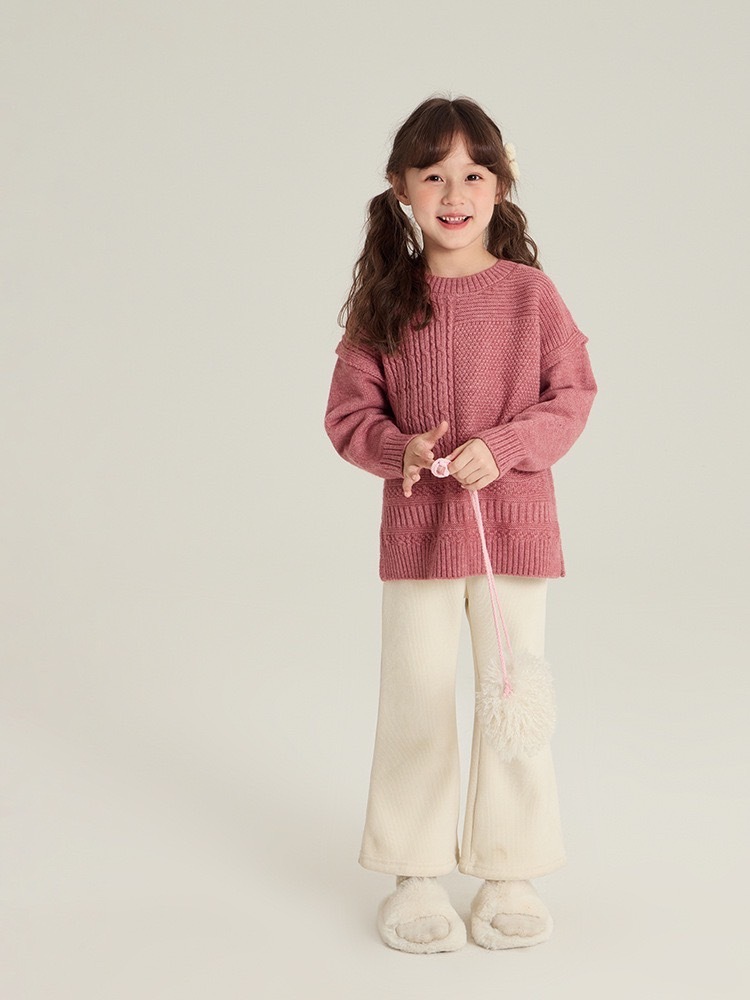 粉色不規則線條針織上衣