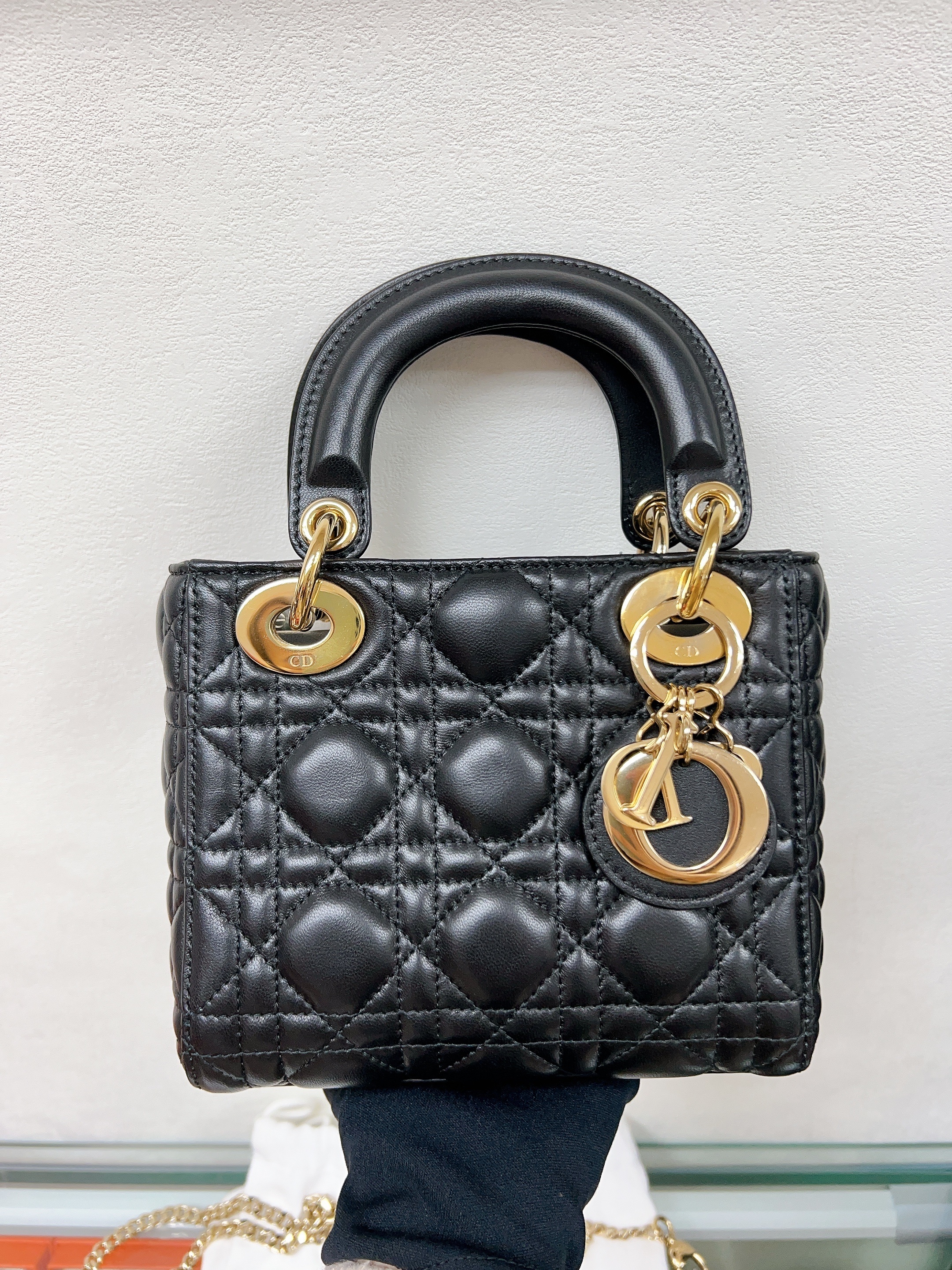 Lady dior mini chain (black)