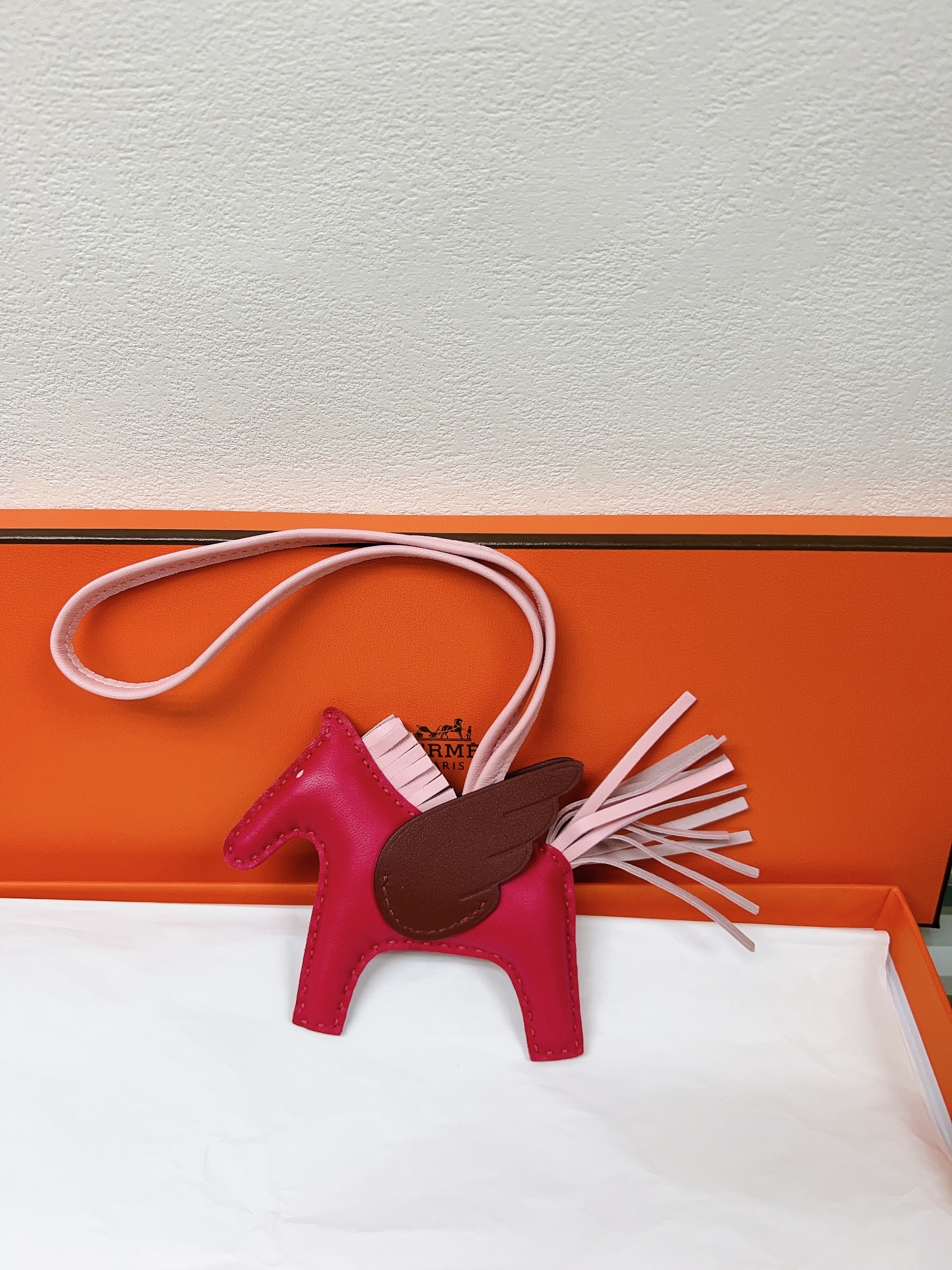 *Unused* Hermes rodeo pegase pm charm (pink stamp b)