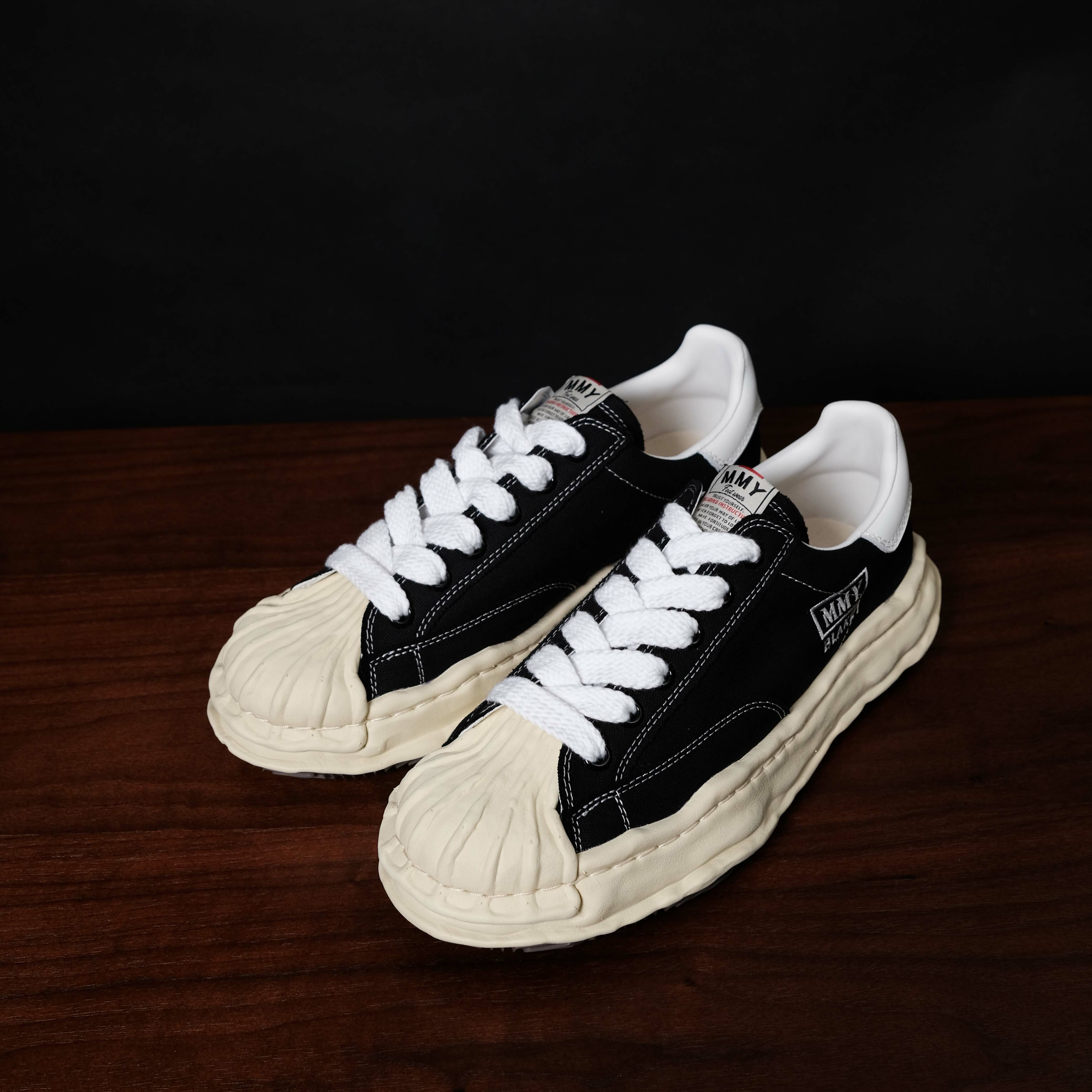 -(A1d)-MAISON MIHARA YASUHIRO BLAKEY "BLAKEY" VL OG SOLE CANVAS LOW-TOP SNEAKER MMY 三原康裕 溶解鞋 帆布低筒 貝殼頭 仿舊 -A09FW732