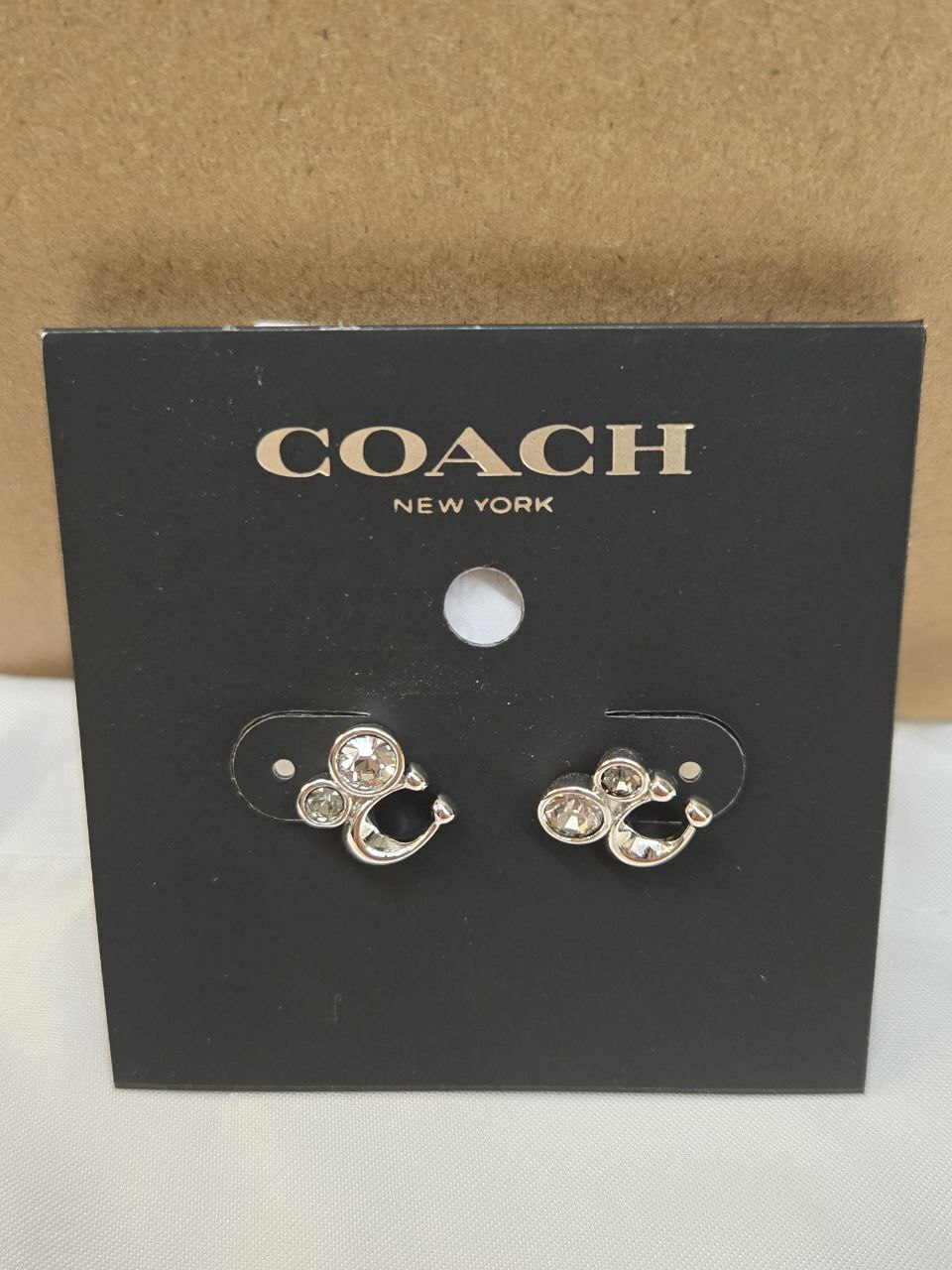 [S] COACH C9450 C LOGO STUDS EARRINGS,SILVER, 889295499658 (SCO1010)