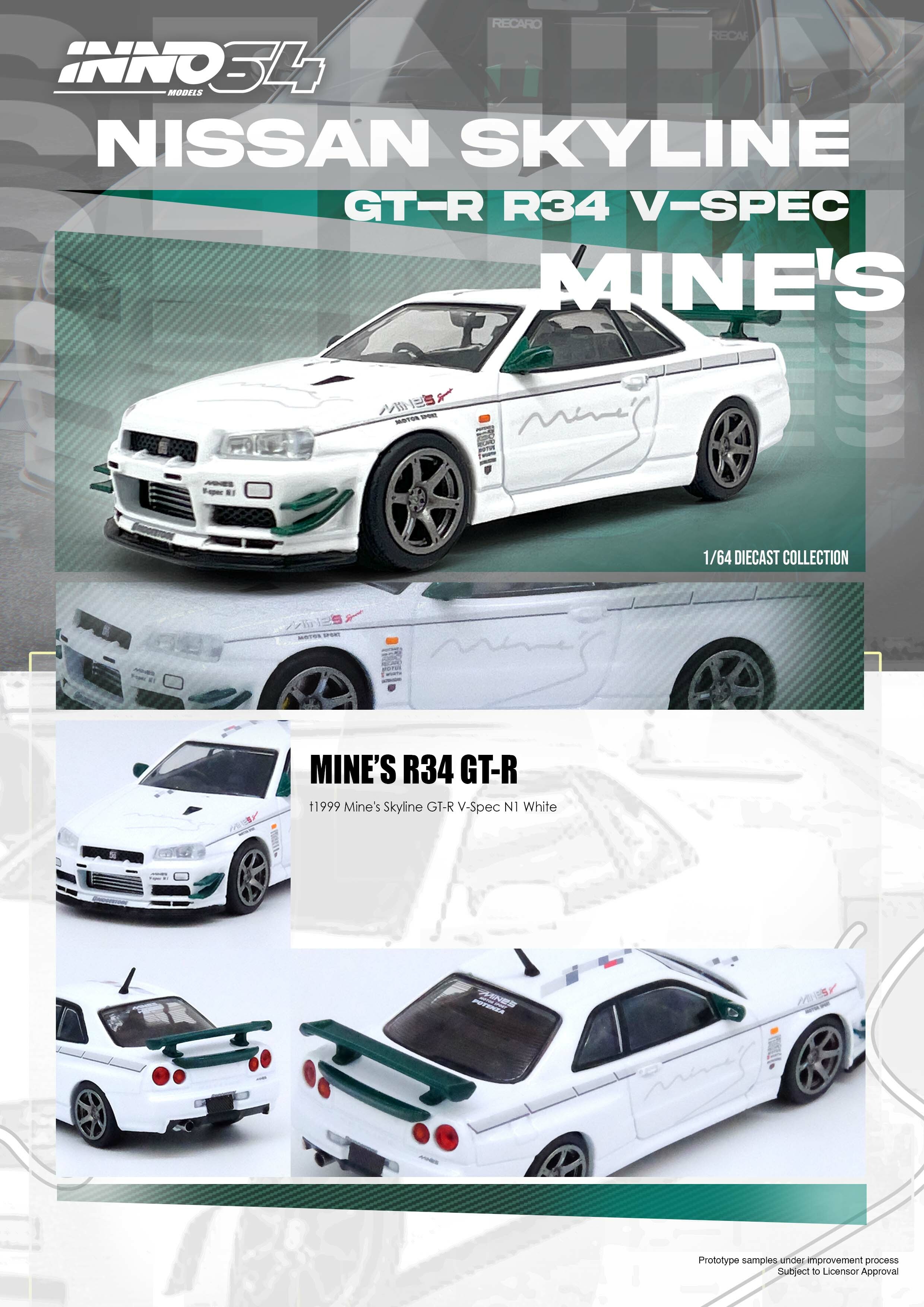 INNO64 1/64 Die-Cast NISSAN日產 SKYLINE GT-R (R34) V-SPEC Tuned by "MINE'S"