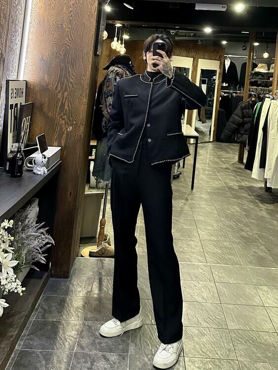 Once 鏈條串珠構線短版夾克