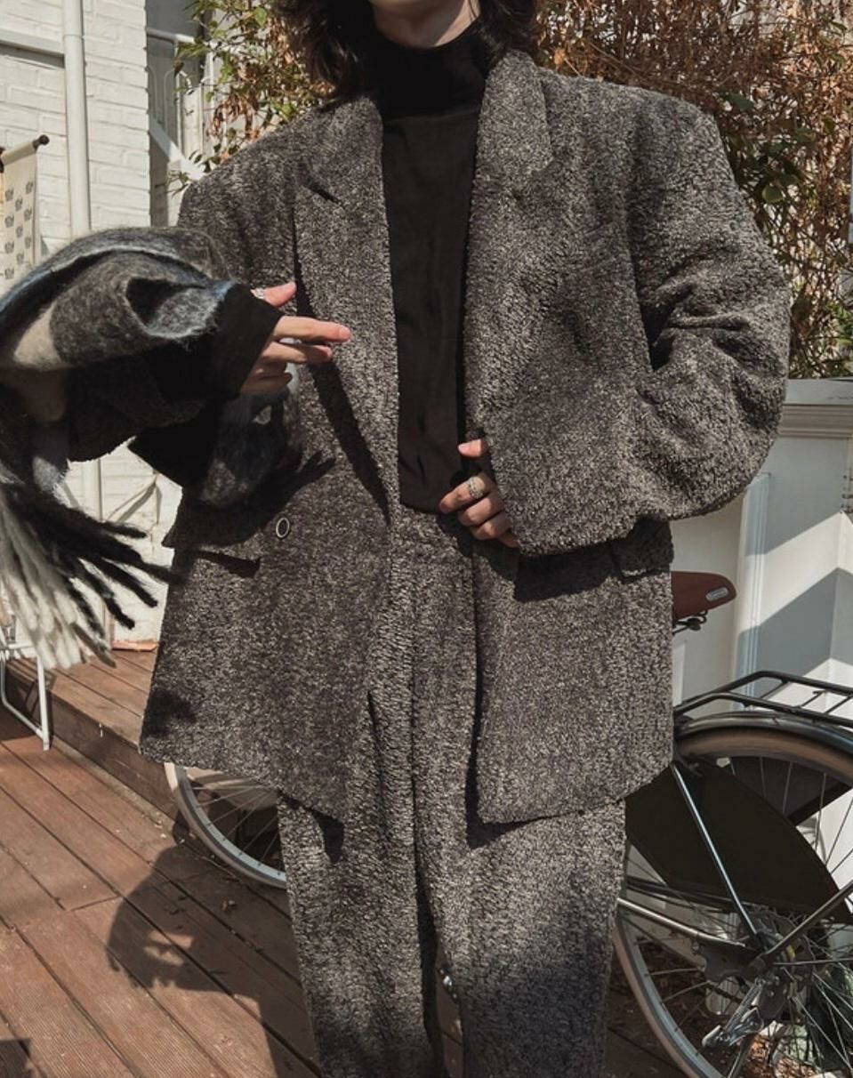 淨色孖襟西裝褸 MALENKII-113JK