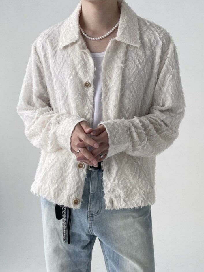 淨色暗紋長袖恤衫 MALENKII-082JK