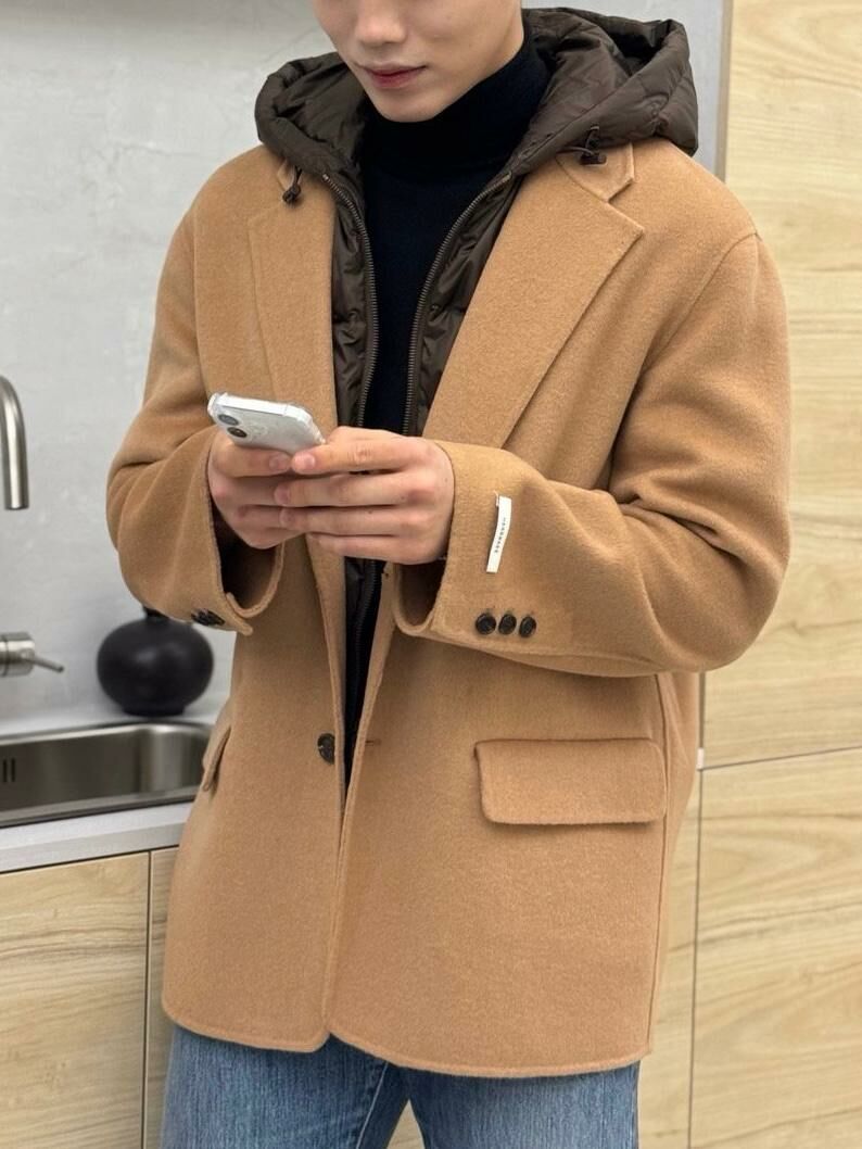 拼色可拆夾棉帽西裝褸 DDM-038JK