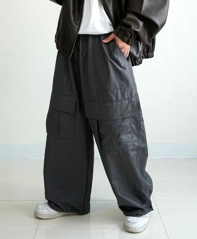 淨色可束腳工裝鬆身褲 alife-016P