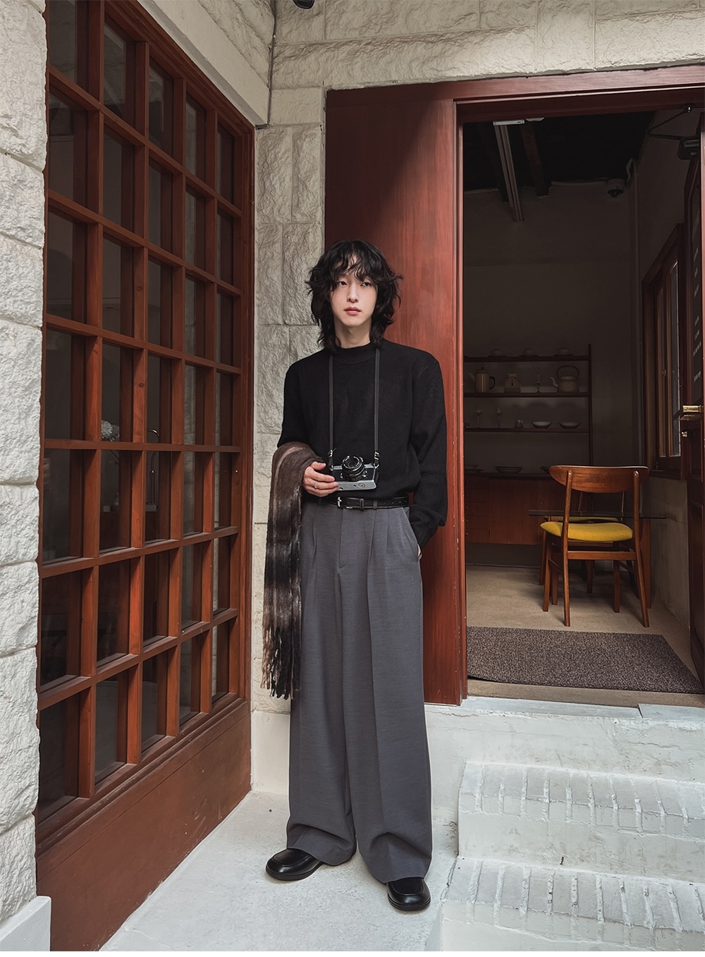 冬季加絨寬鬆休閒褲