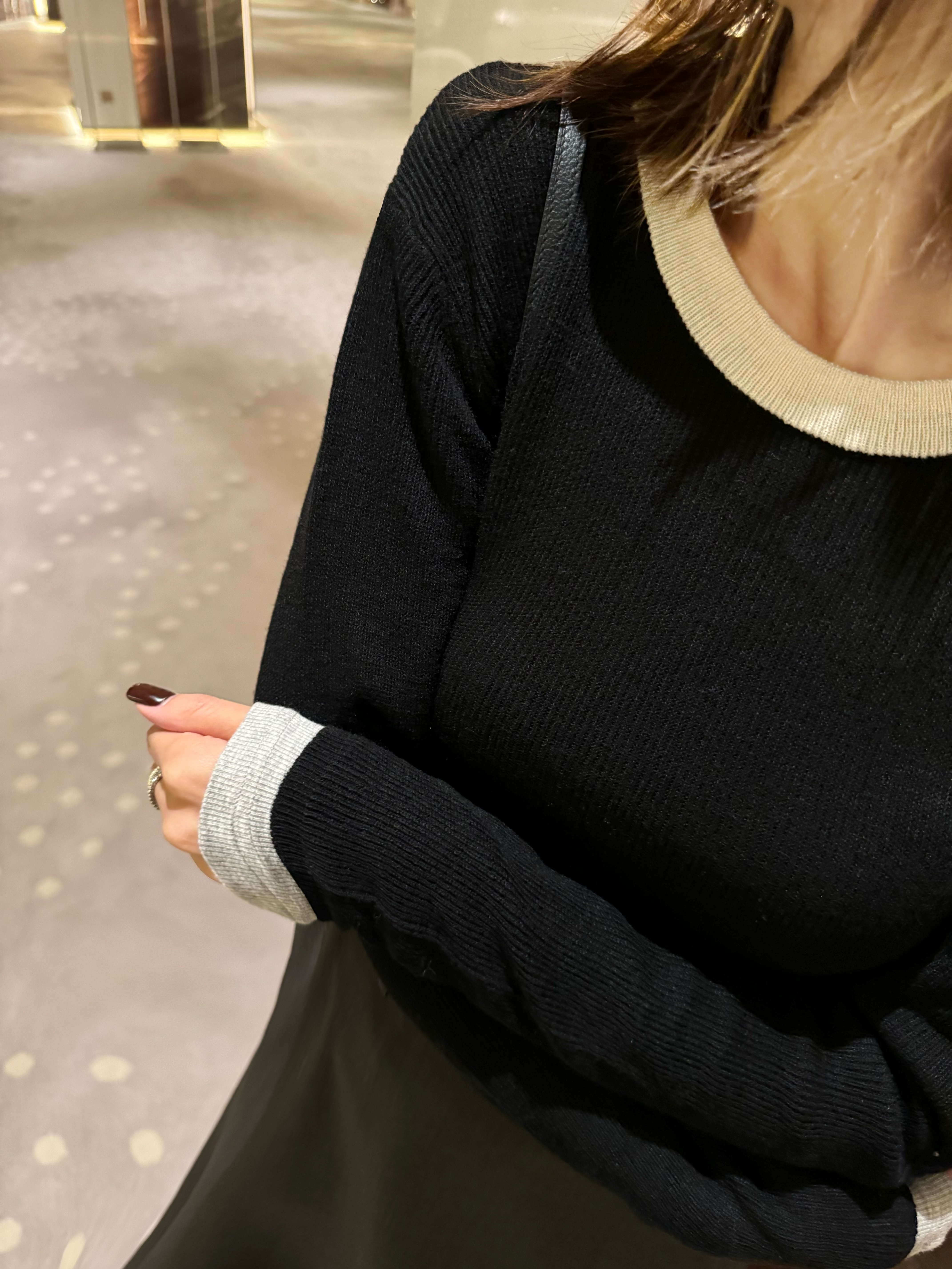 Cropped Rib Knit Stretch Top_KN2412L47