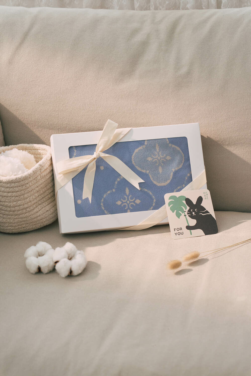 緹花圍巾禮盒/軟冬綻花/玻璃海棠16號/微風藍